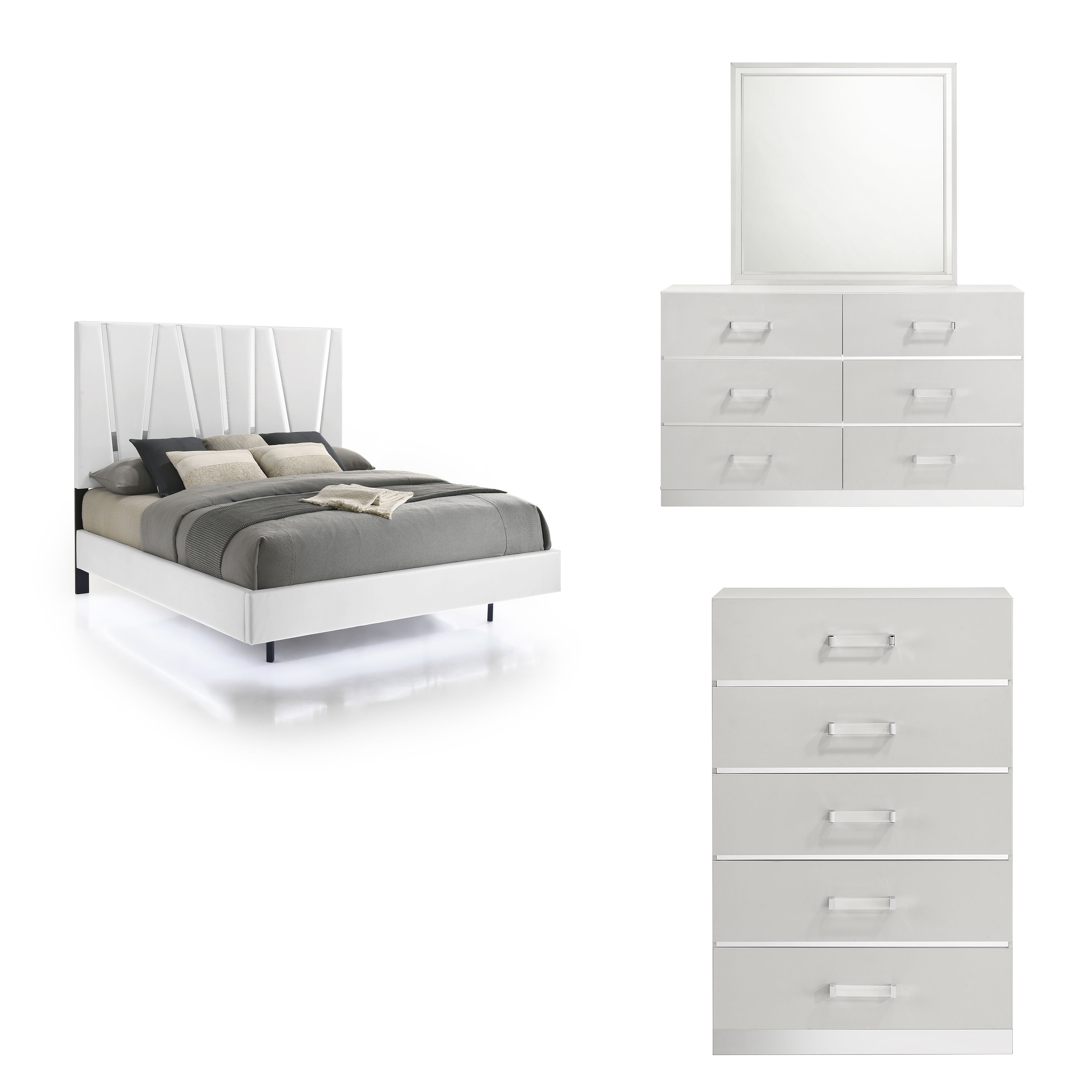 Queen · 4 Pc · Bed & Dresser & Mirror & Chest