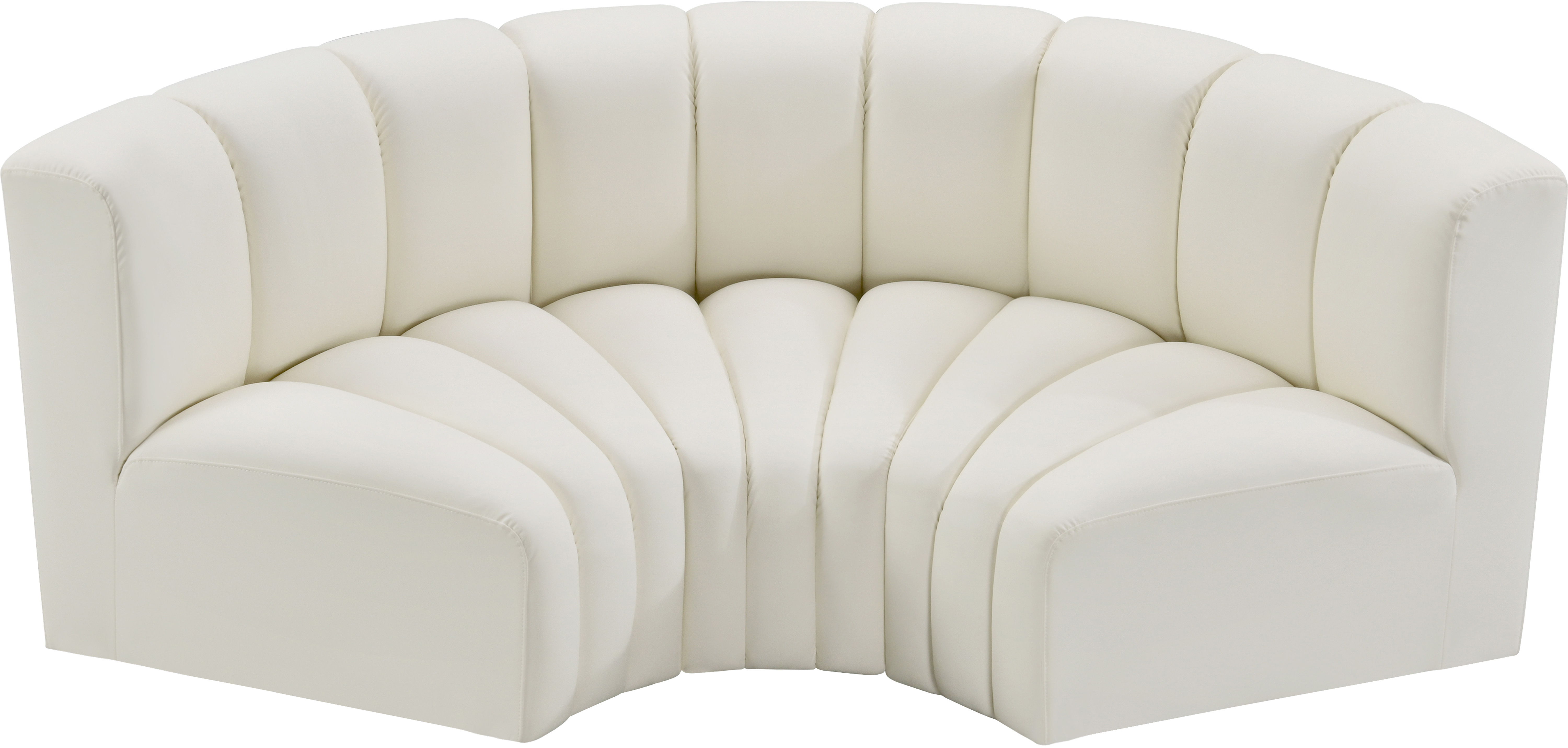 Arc - Faux Leather 3 Piece Modular U-Shaped Sofa - Cream