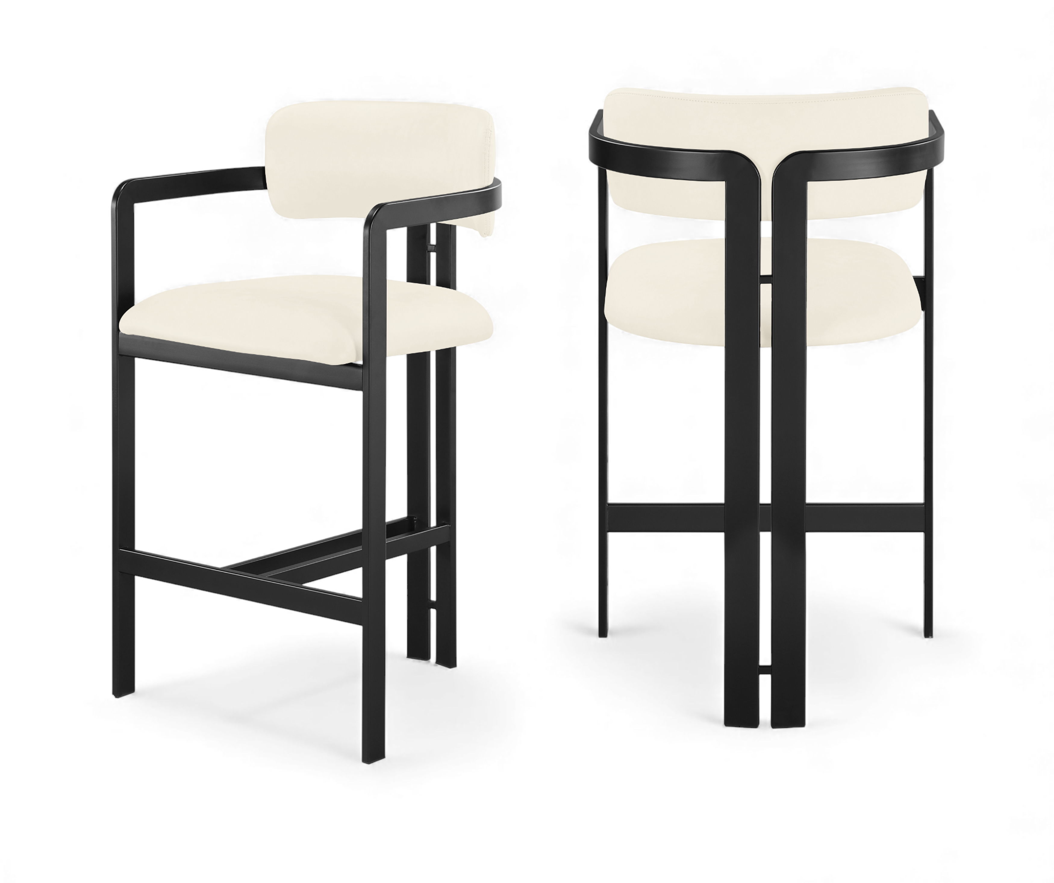 Aurum - Vegan Leather Upholstered Counter Stool - Cream / Graphite Black