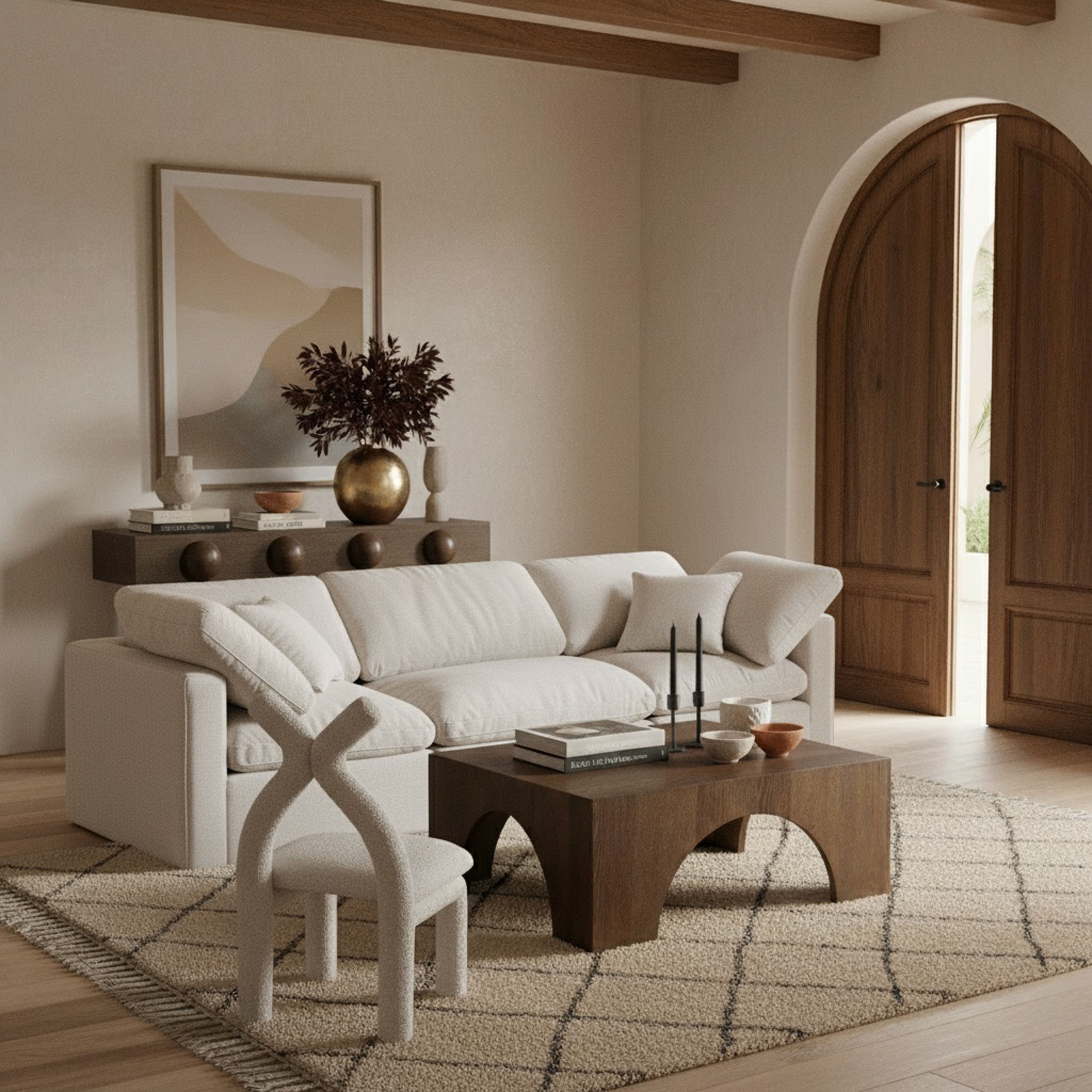 Indulge - Linen 3 Piece Modular Sofa - Cream