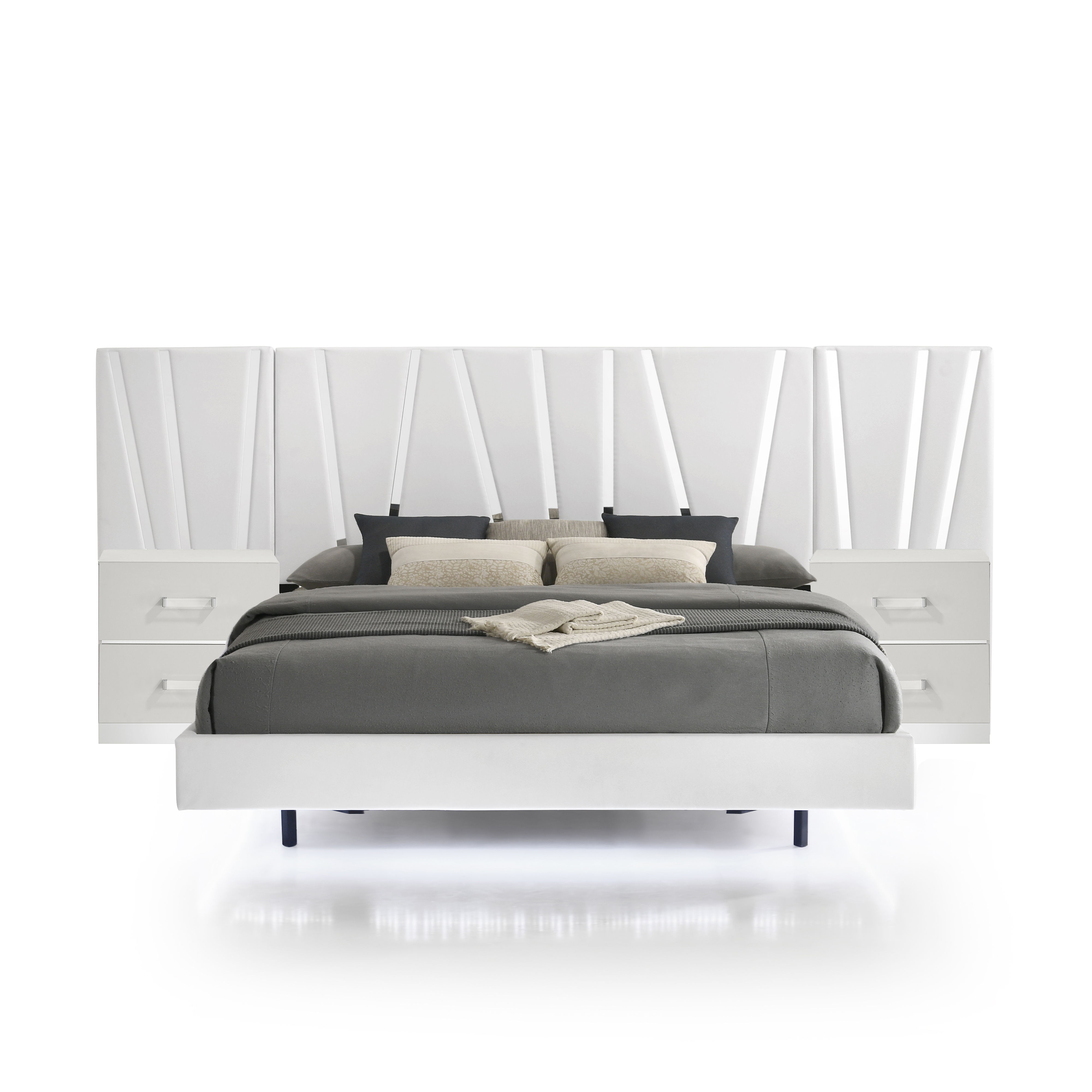 Europa - 6/6 Eastern King Bed With 2 Nightstands & Panels - White