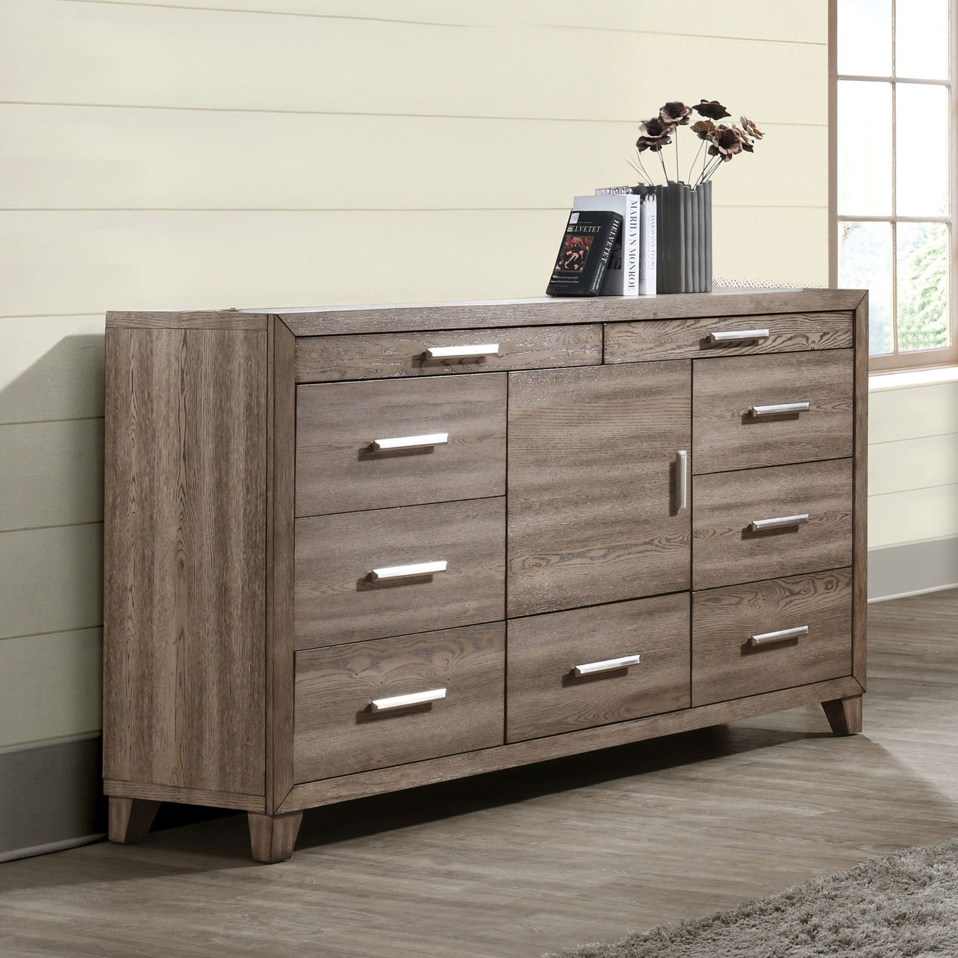 Harrisburg - 9 Drawer Dresser - Walnut, light brown, view 7