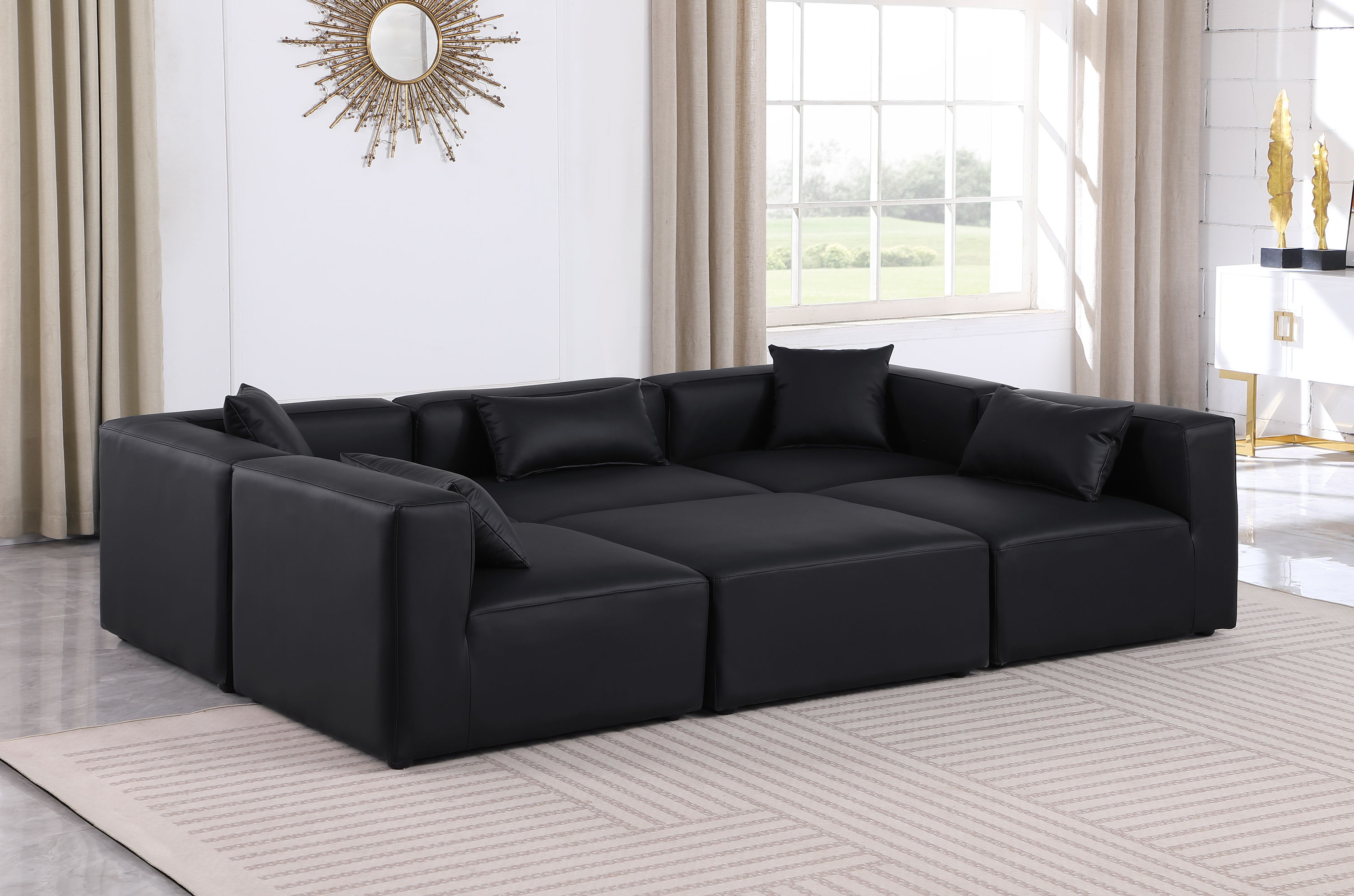 Cube - 6 Piece Modular Sectional - Black