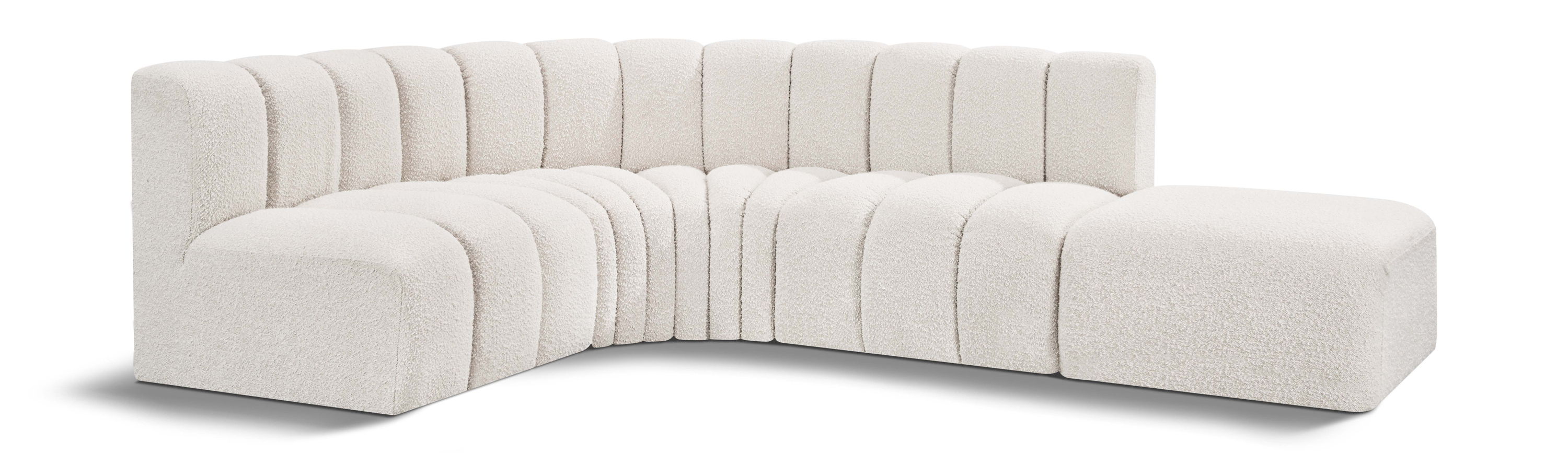 Arc - Boucle Fabric 5 Piece Corner Modular Sofa - Cream