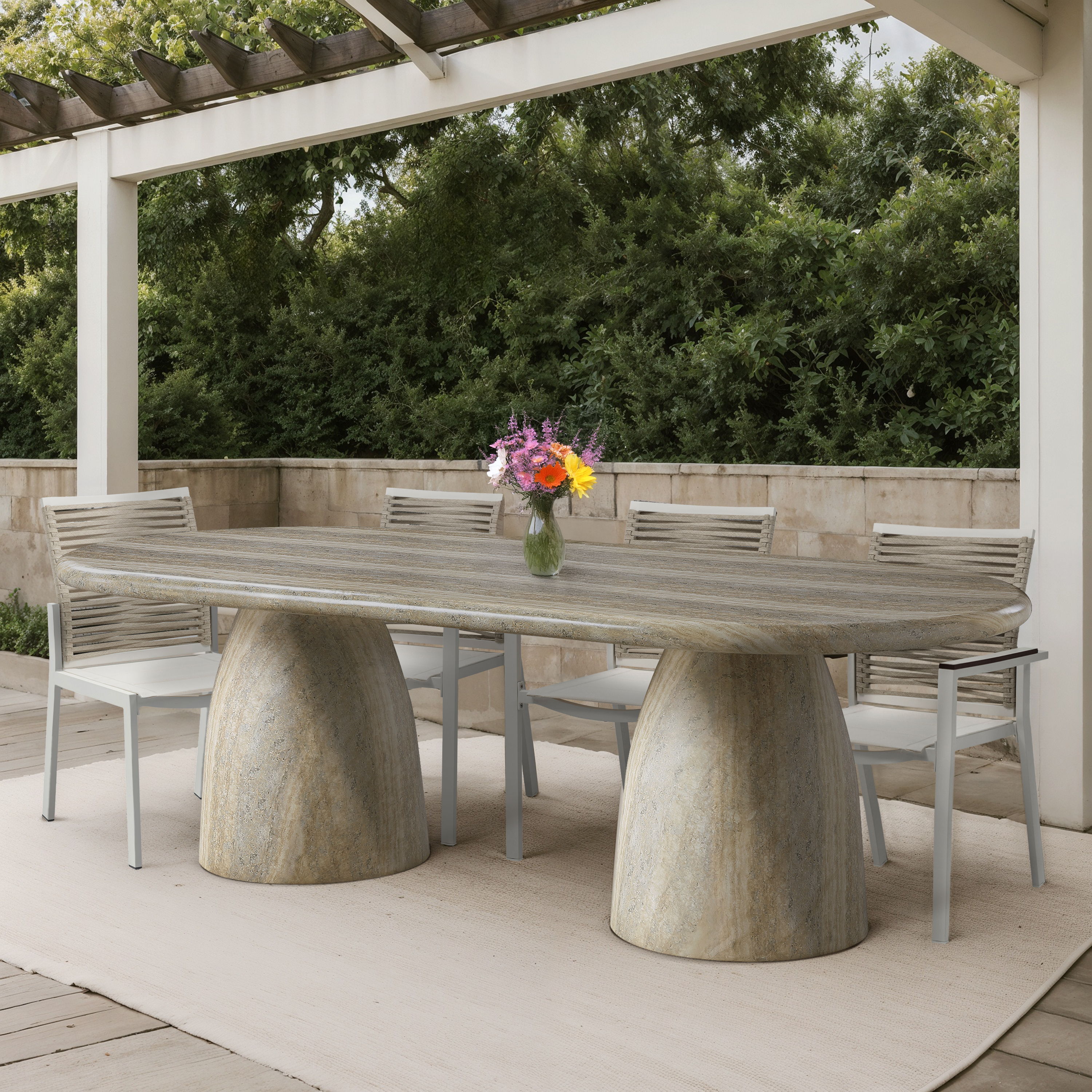 Cosenza - 96" Concrete Dining Table - Travertine