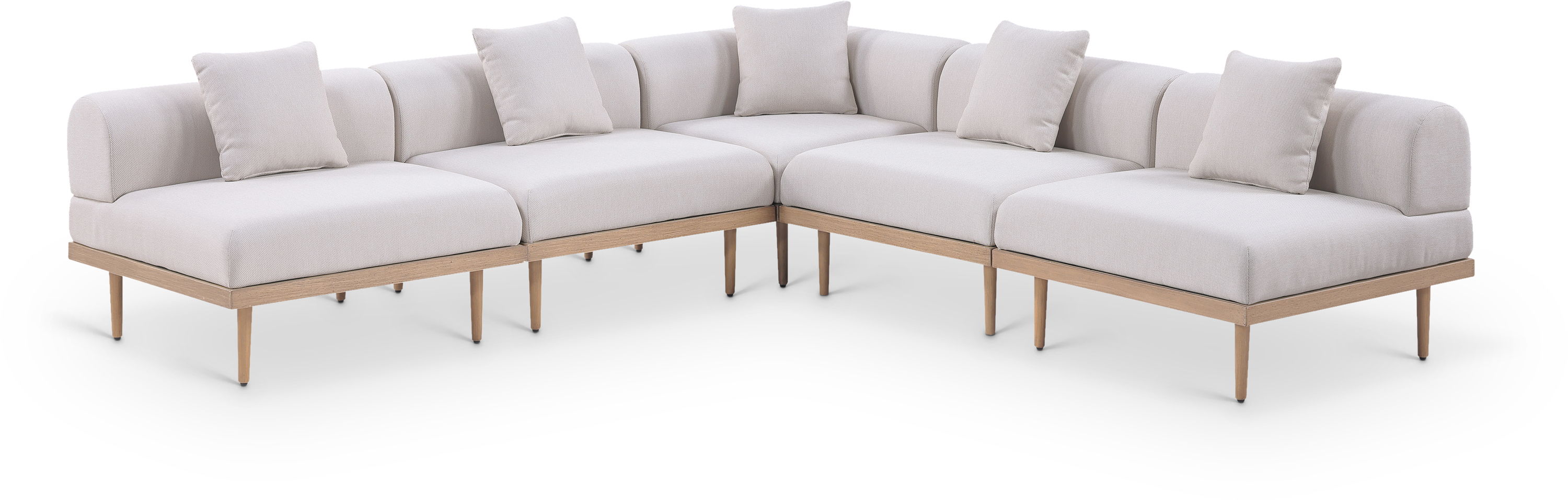 5 Pc · Resilient Water Resistant Fabric 106.5" Upholstered Outdoor Patio Modular Sectional