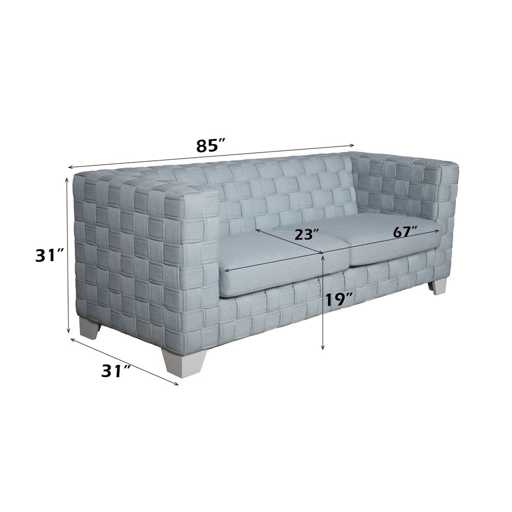 Saree - Sofa - Light Teal Chenille & White, light blue, view 6