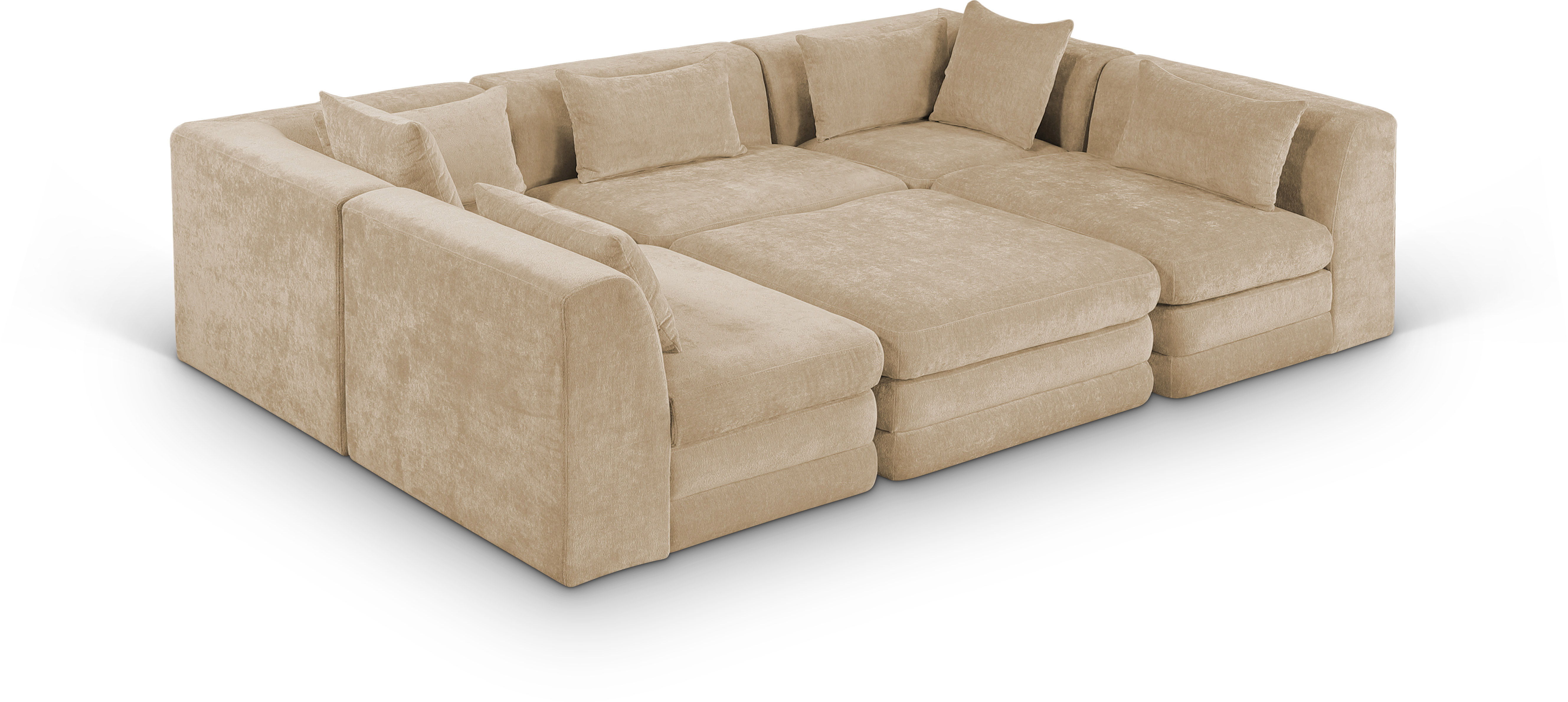 6 Pc · Chenille Fabric 114" Upholstered Modular Sectional