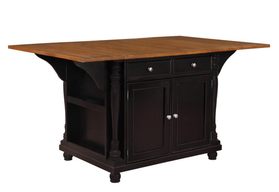 Slater - 2-Drawer Kitchen Island With Drop Leaves - Black