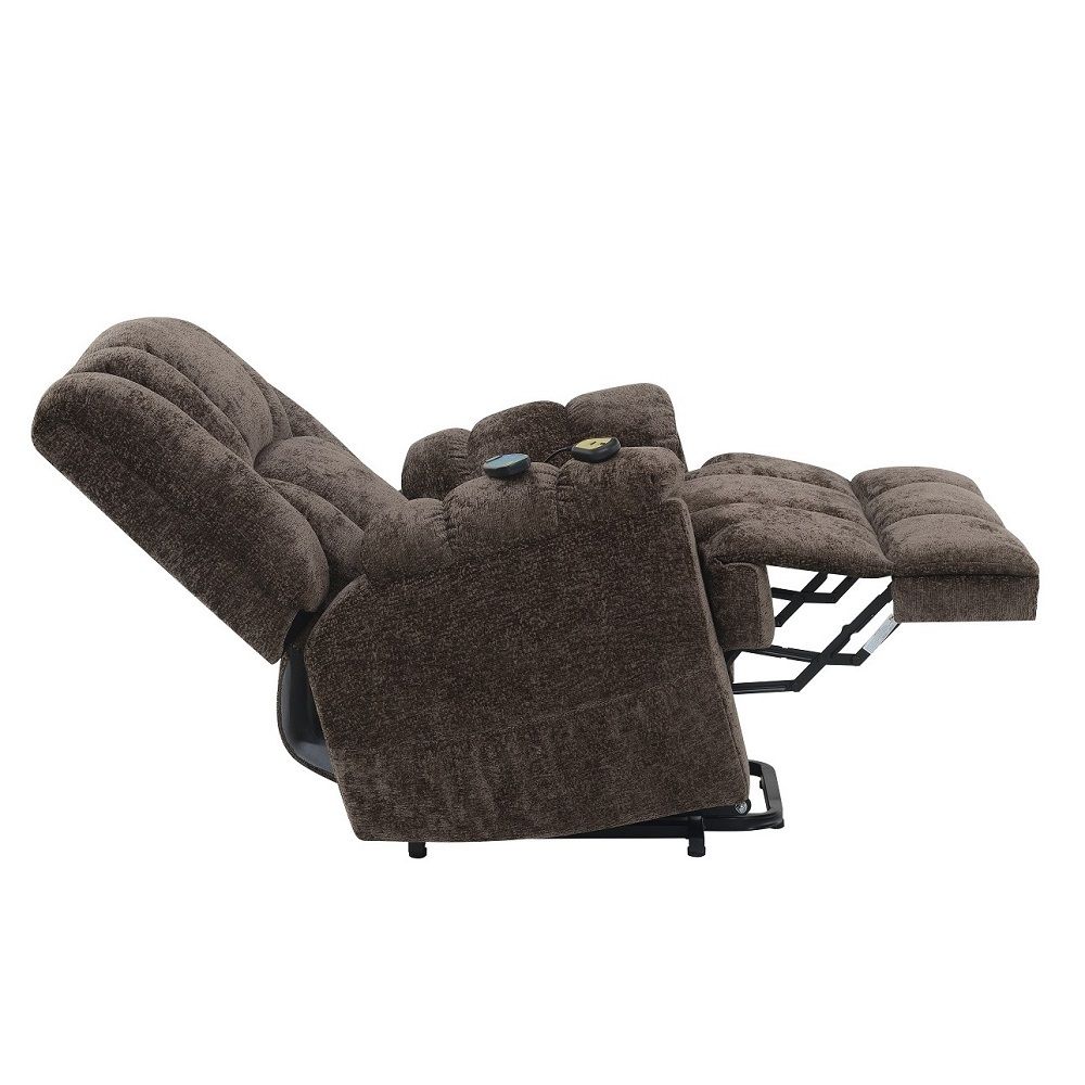 Pacay - Power Recliner With Lift & Heating & Massage - Brown Chenille, dark gray, view 6