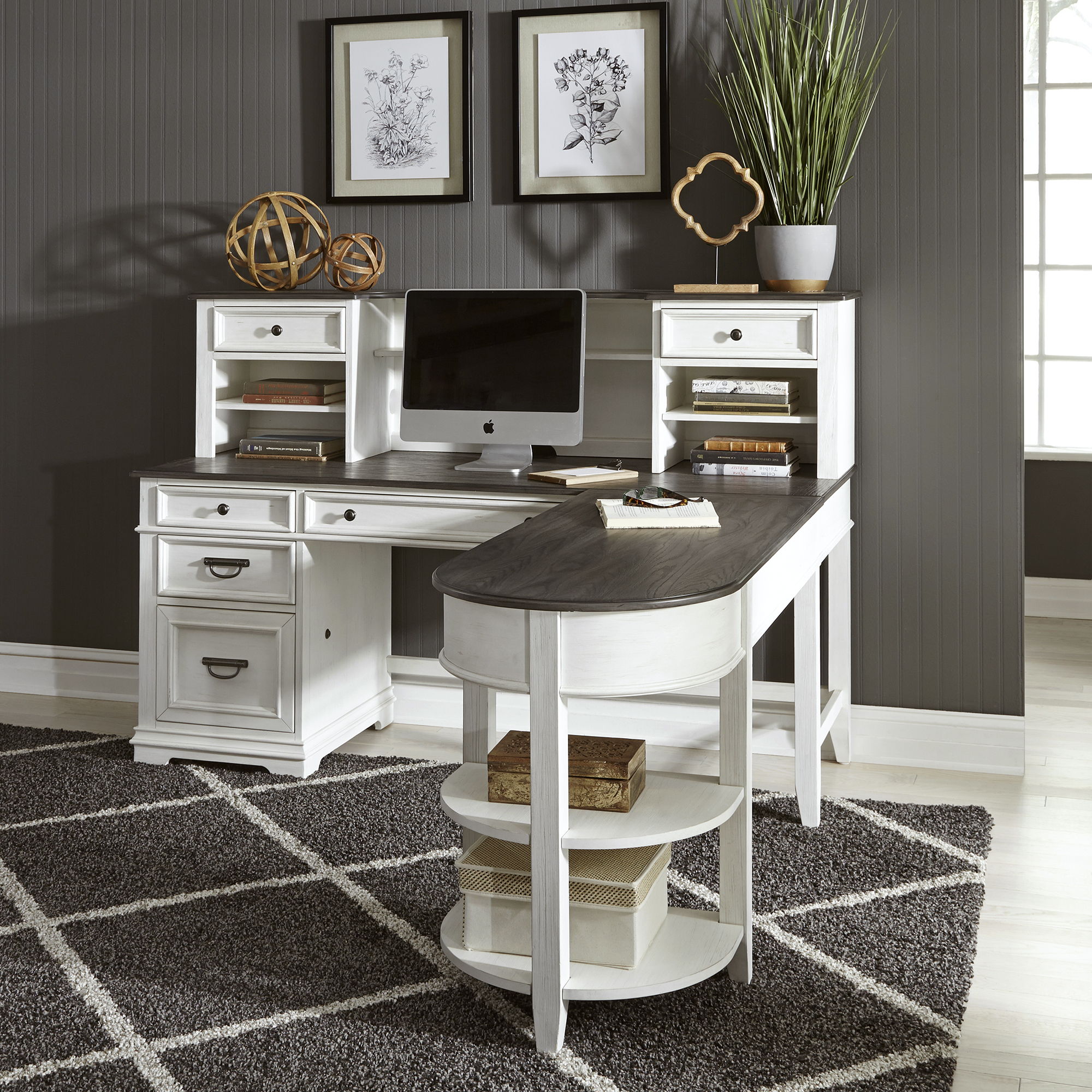 Liberty Furniture Allyson Park - L Shaped Desk Set With Hutch - White