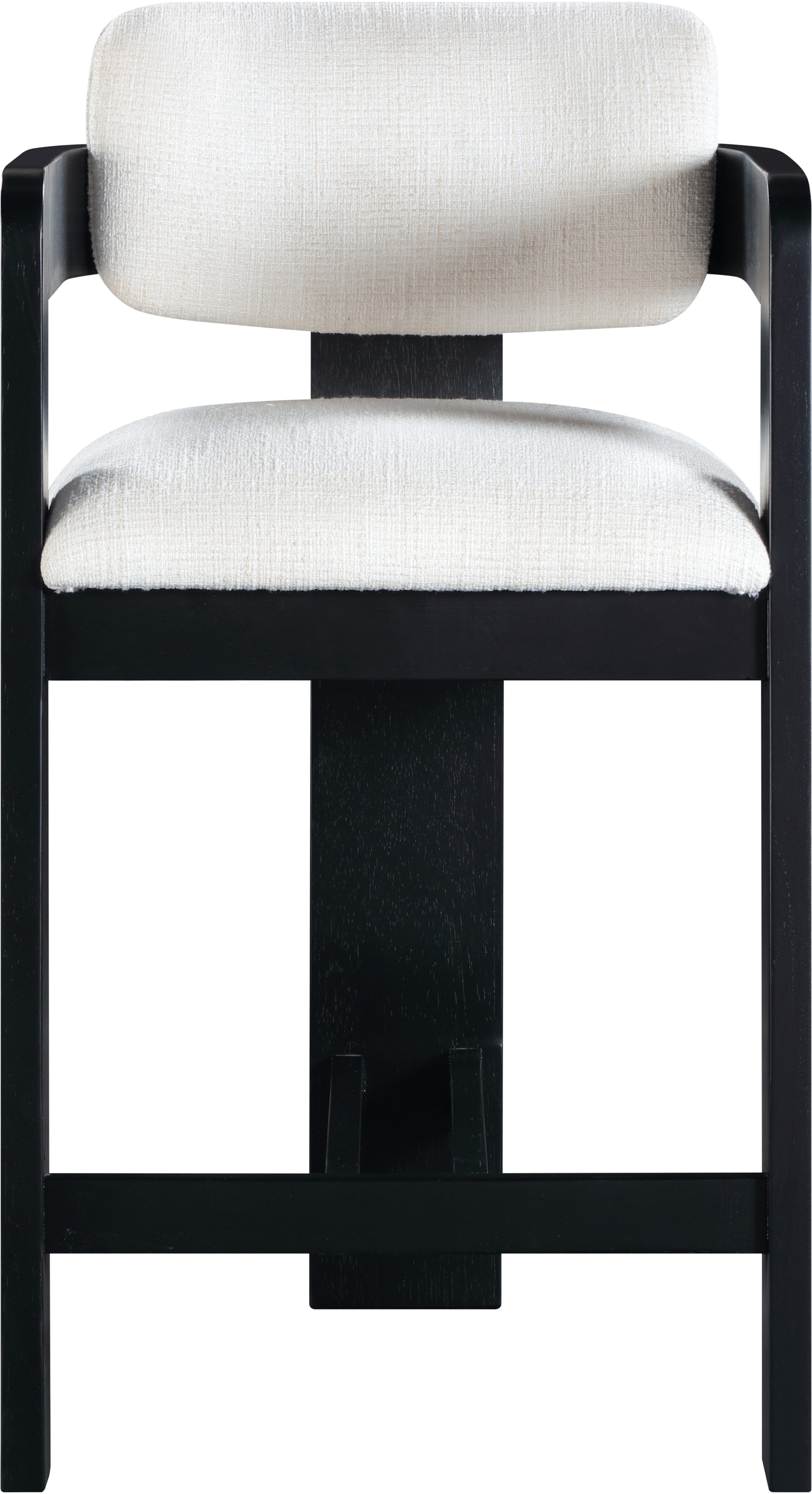 Sacha - Linen Stool With Black Base - Cream