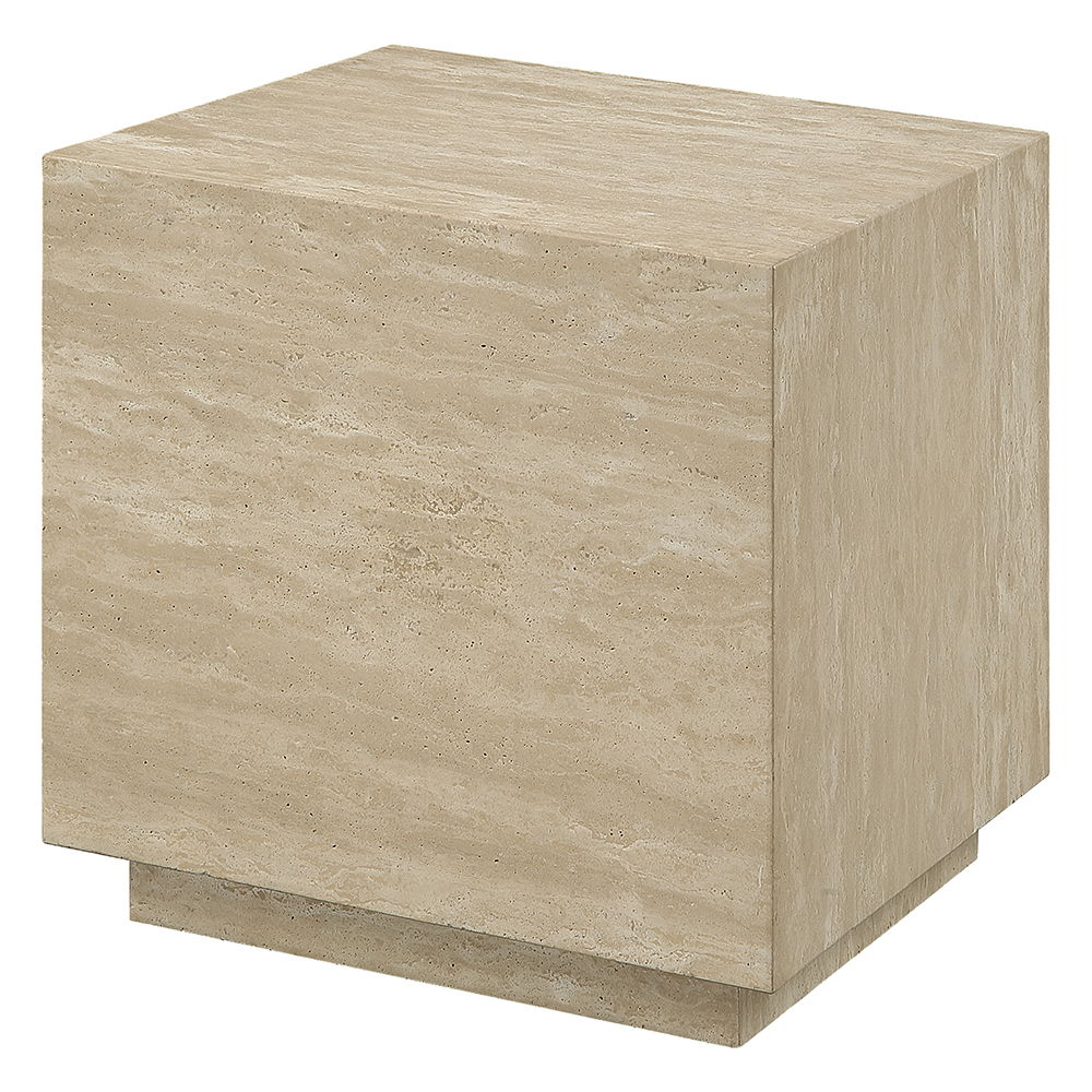 Deon - End Table - Beige Travertine, beige