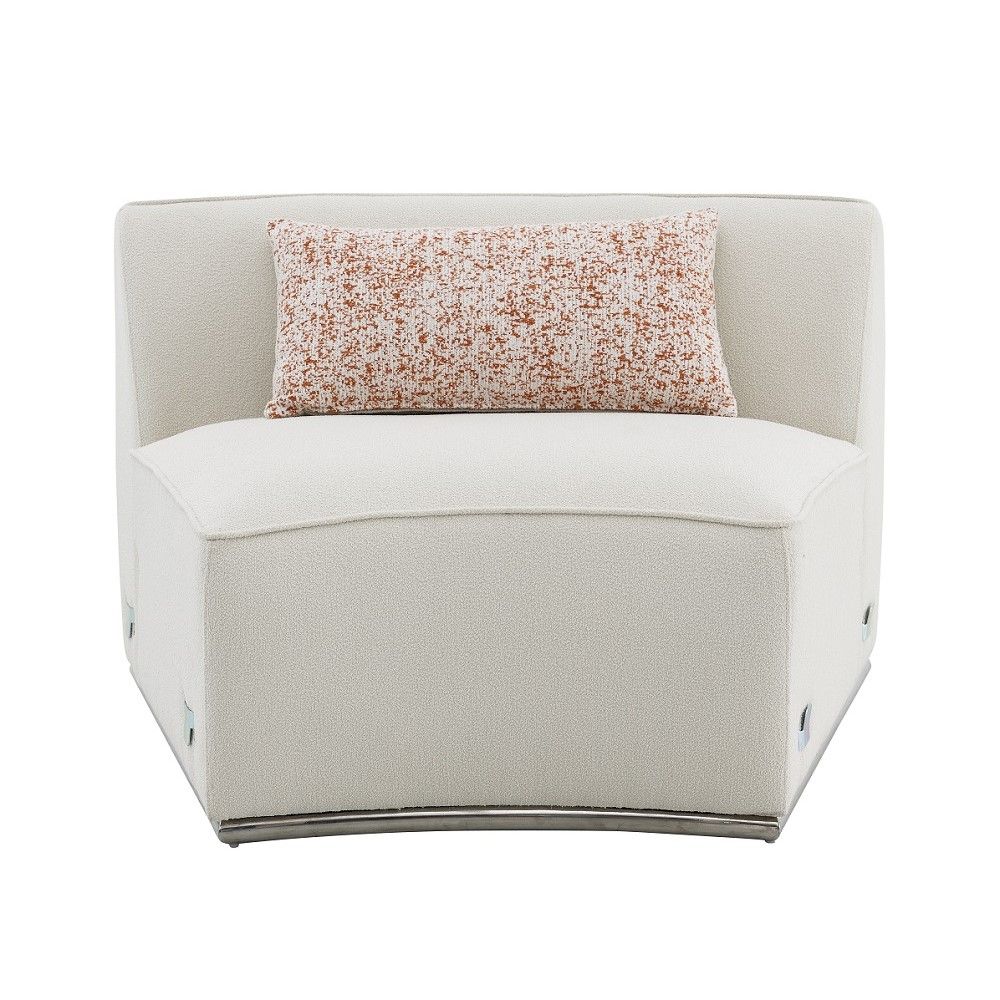 Sahara - Sectional Sofa With 3 Pillows - Beige Boucle, white, view 6