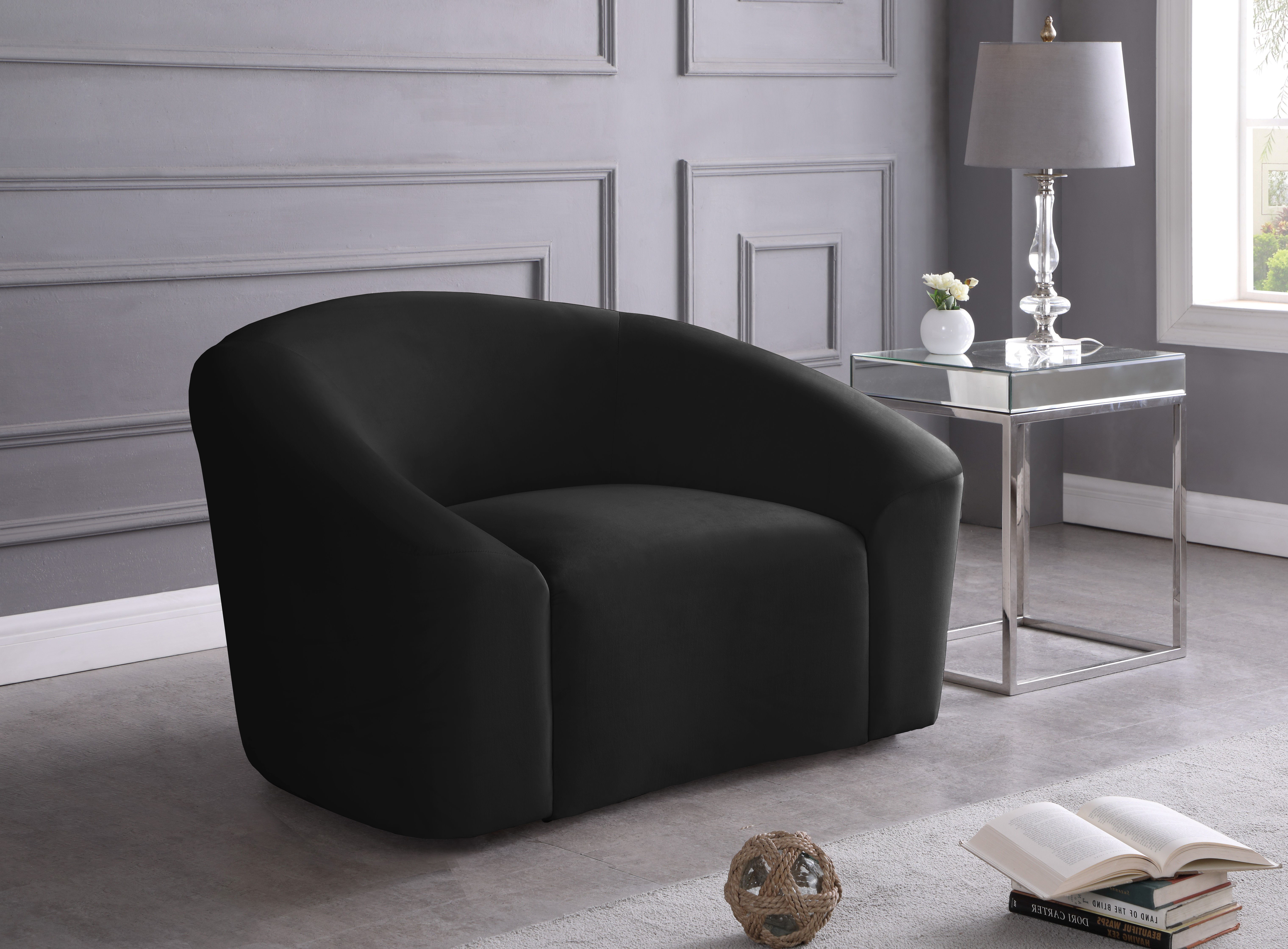 Riley - Velvet Chair - Black