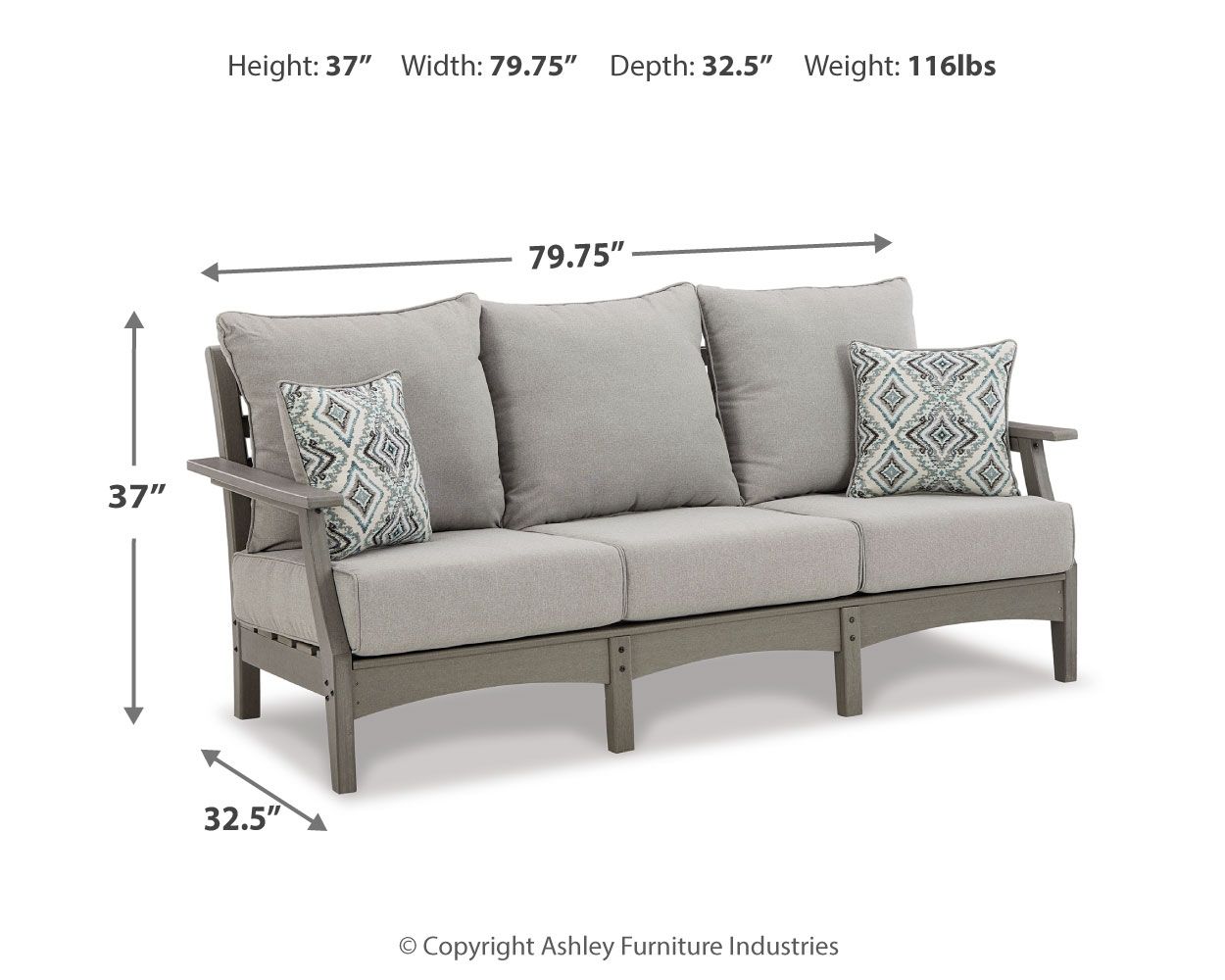 Ashley Furniture Visola - Sofa with Cushion - Gray - Image 4
