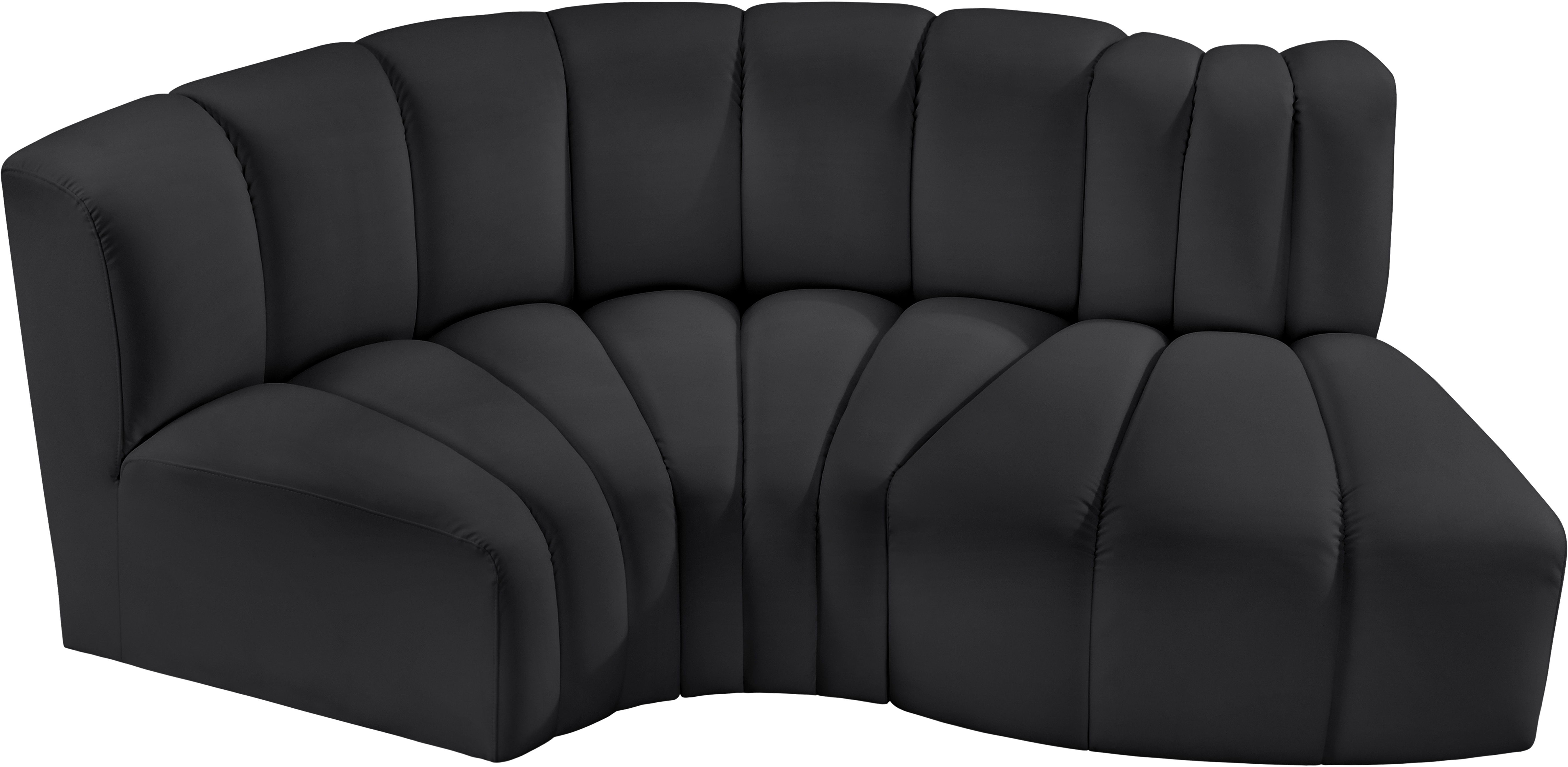 Arc - Faux Leather 3 Piece Modular L-Shaped Sofa - Black
