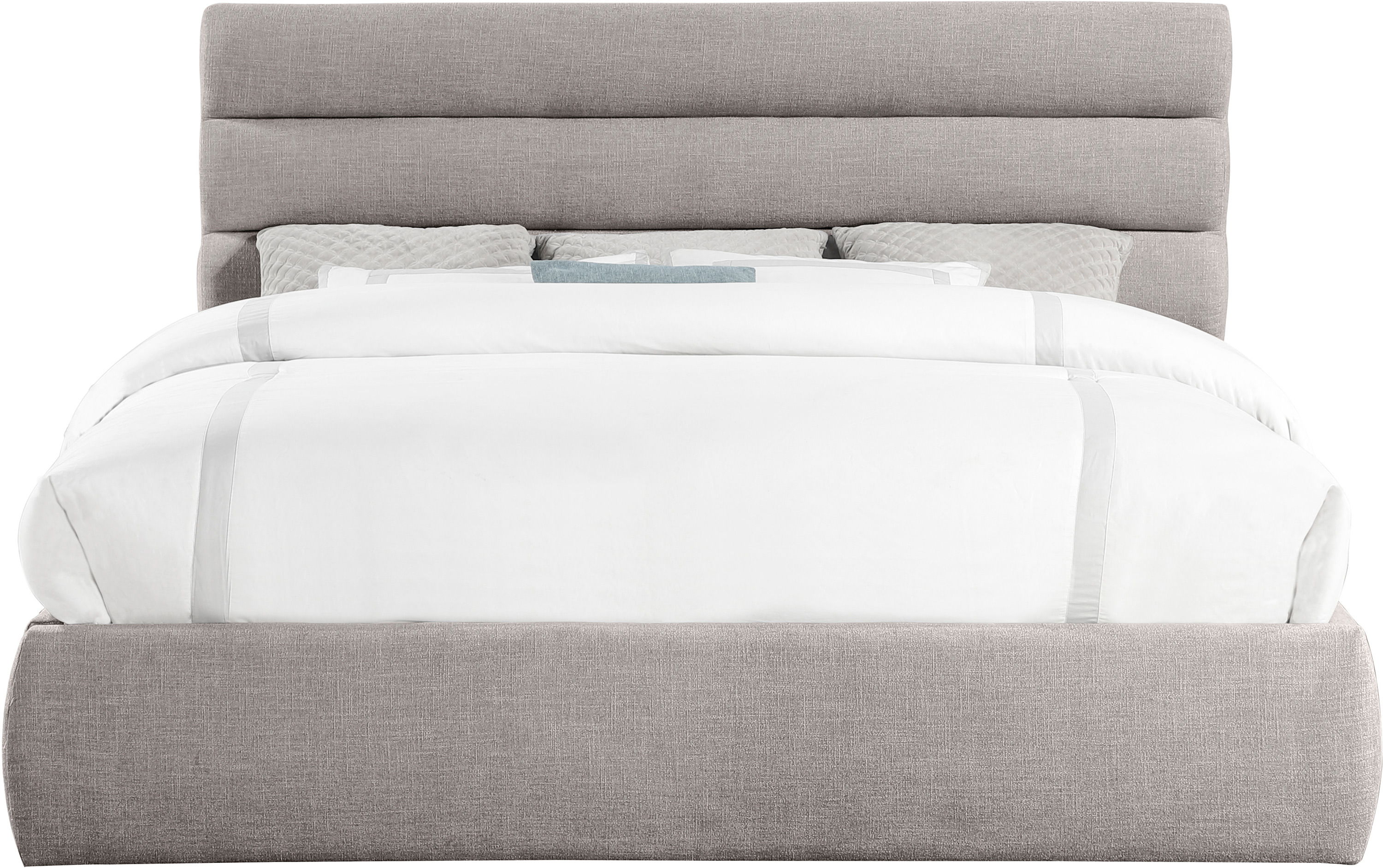 Adam - Linen Fabric King Bed With 52" Headboard - Taupe