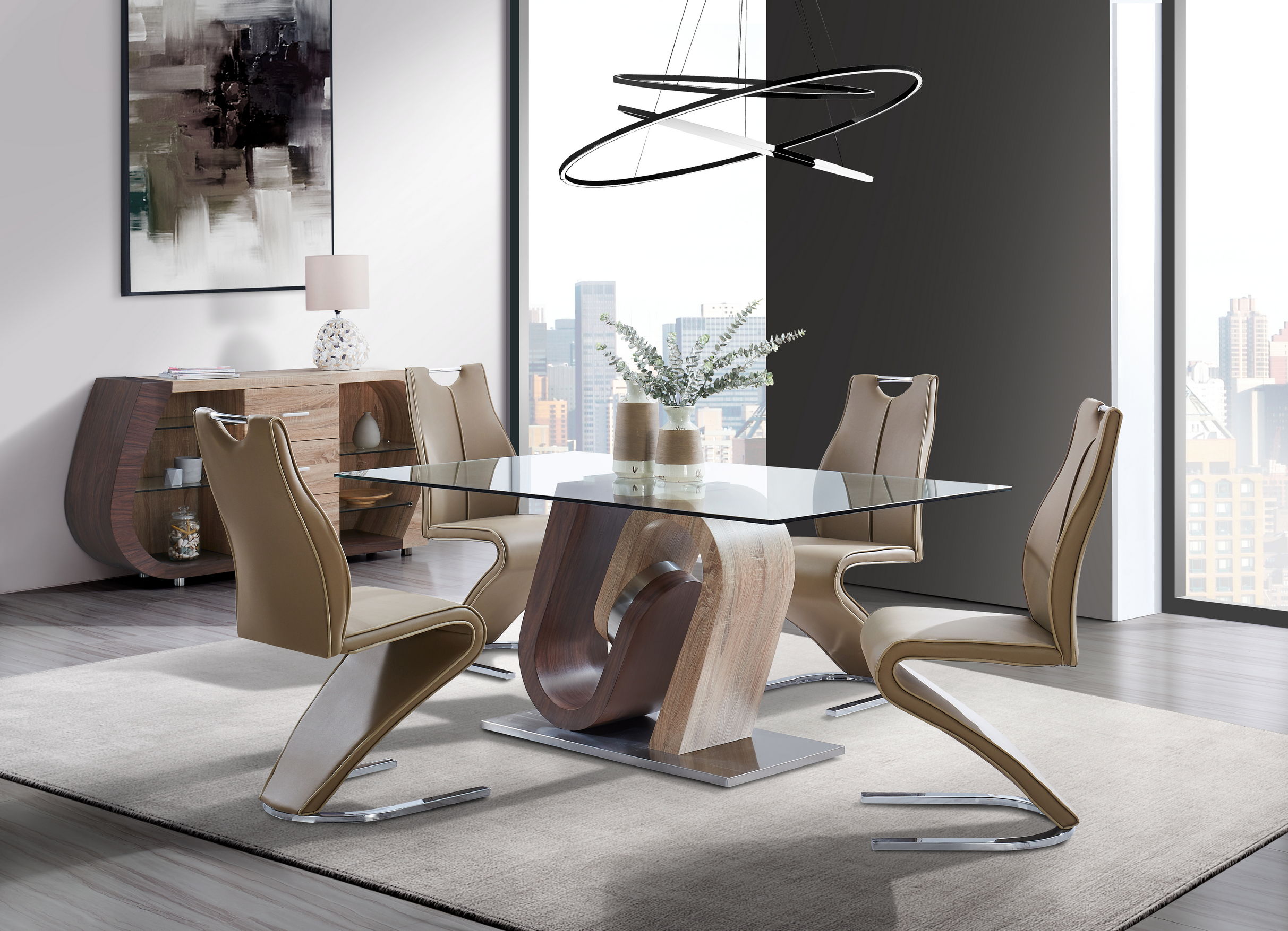D4126 - Dining Table Column - Dark Brown
