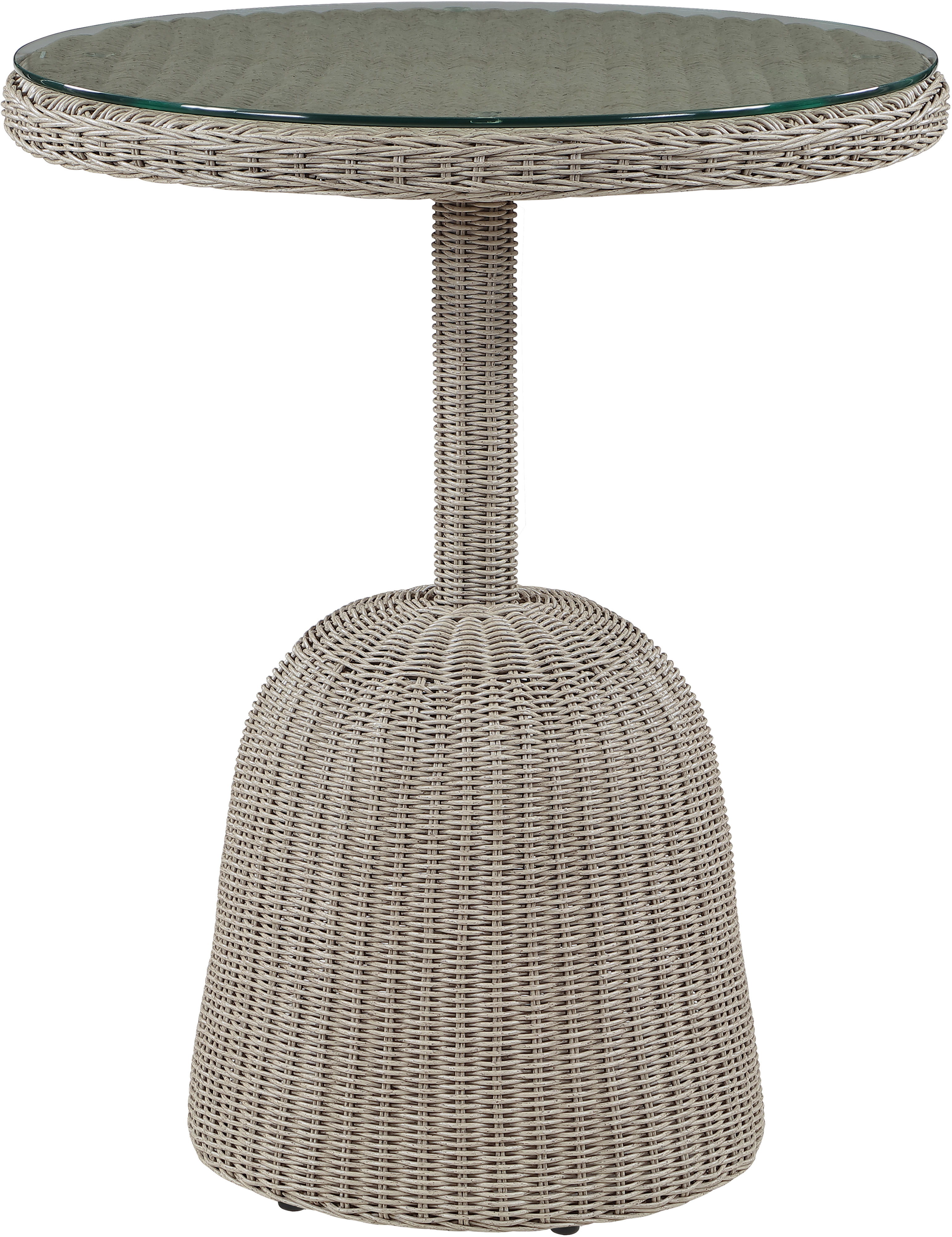 Seacrest - 36" Tempered Glass Top And Wicker Outdoor Patio Counter Height Table - Taupe