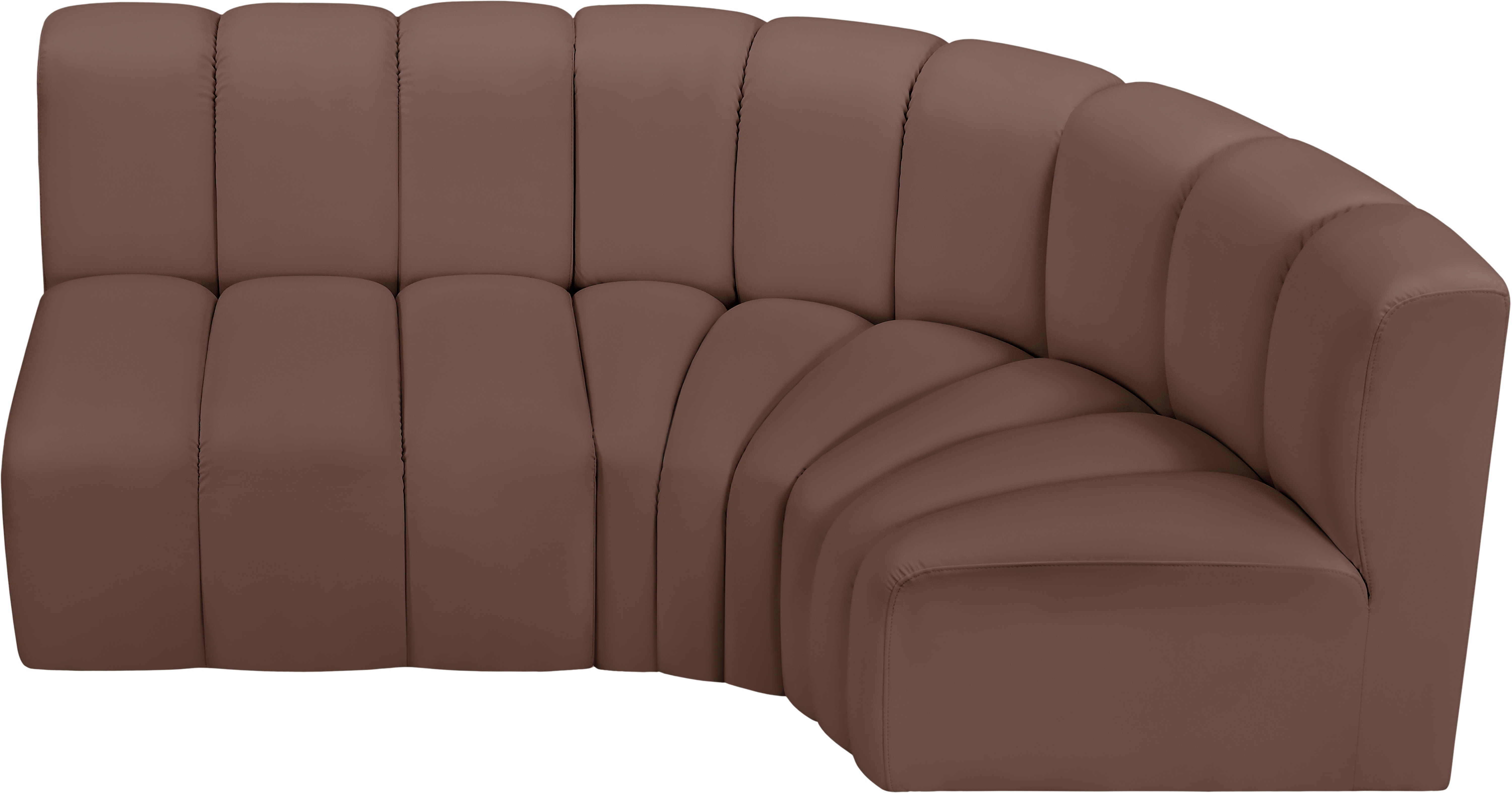 Arc - Faux Leather 3 Piece Sofa - Brown