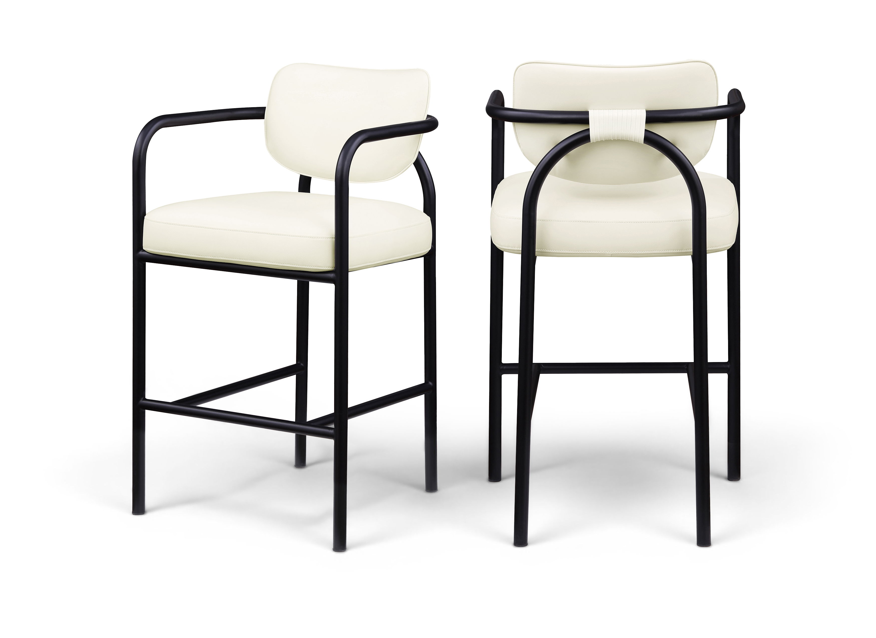 Serava - Vegan Leather Upholstered Bar Stool - Cream