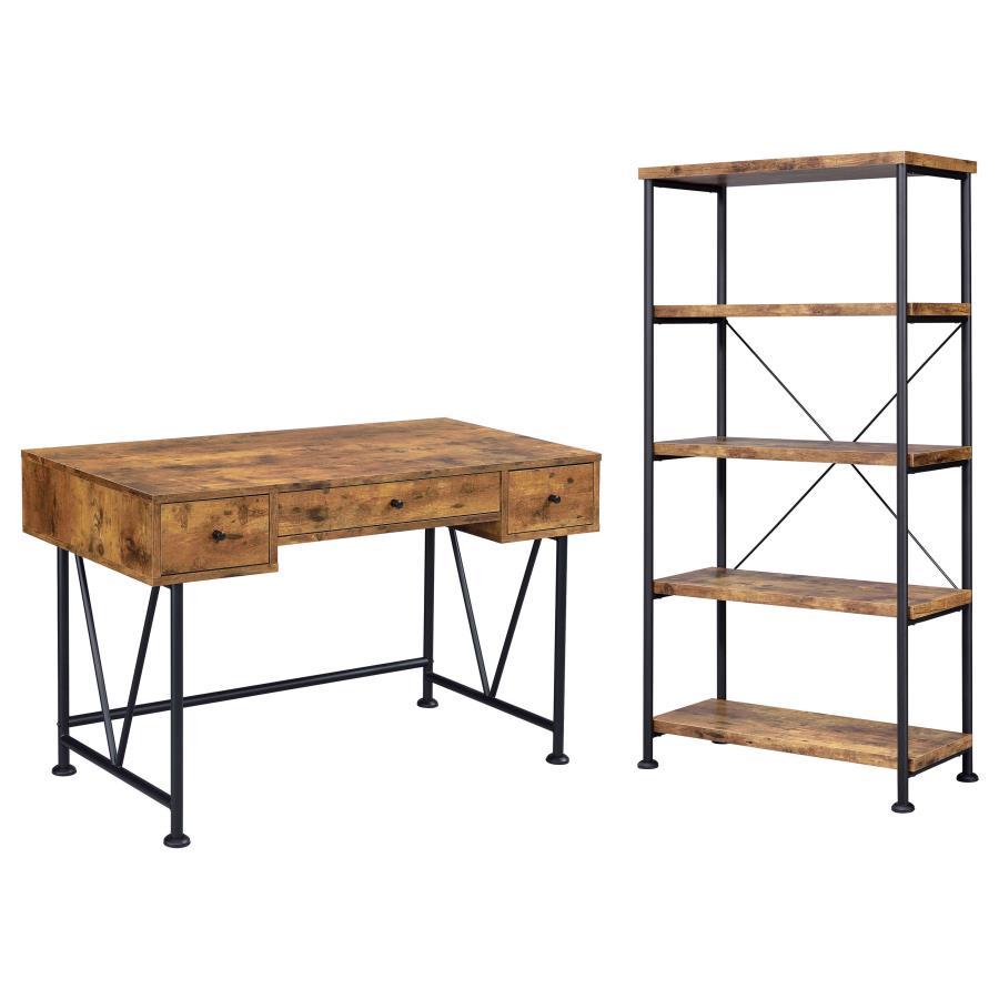 Analiese - 2 Piece Computer Desk Bookcase Set - Rustic Nutmeg Image