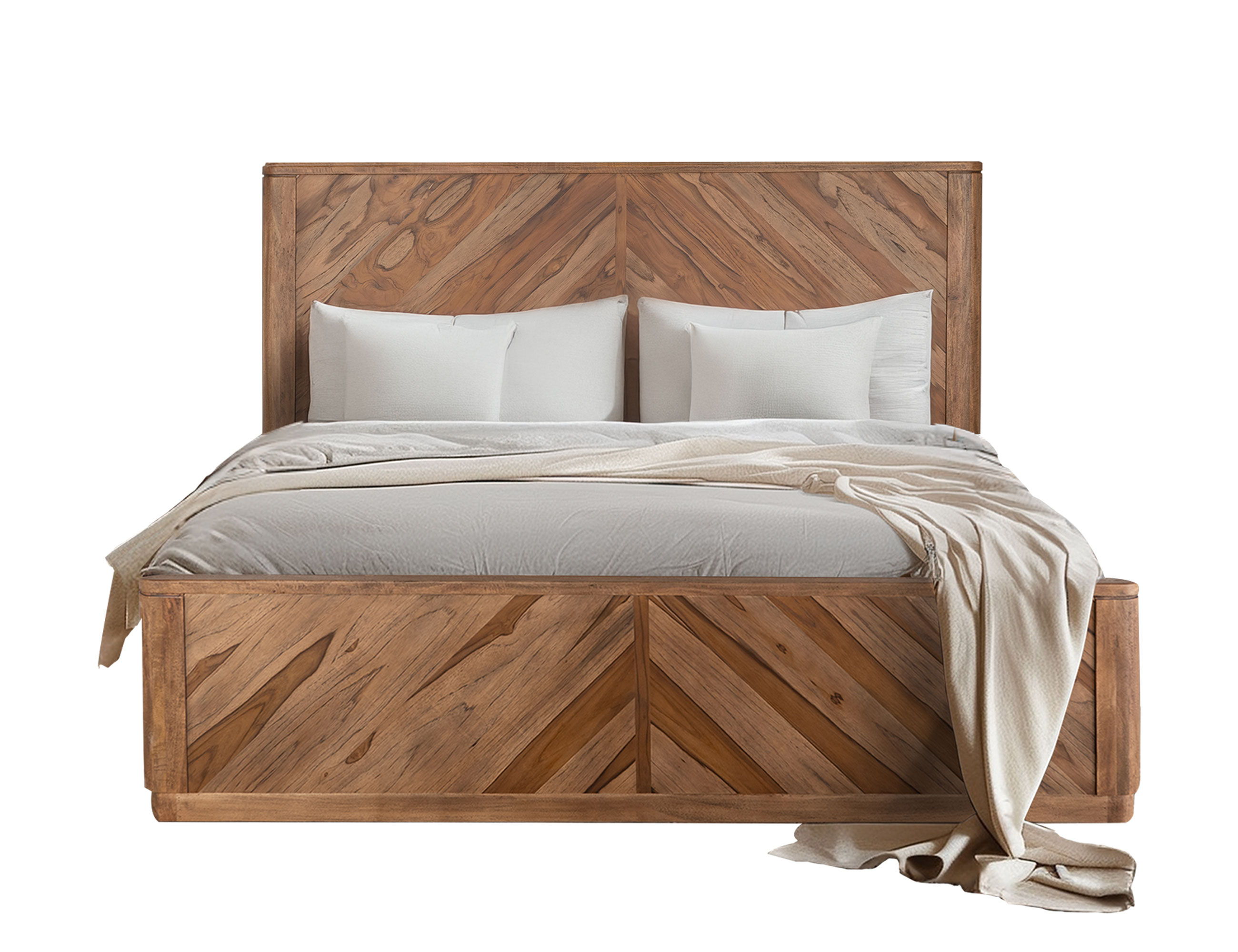 International Furniture Direct Balam - King Bed - Light Brown
