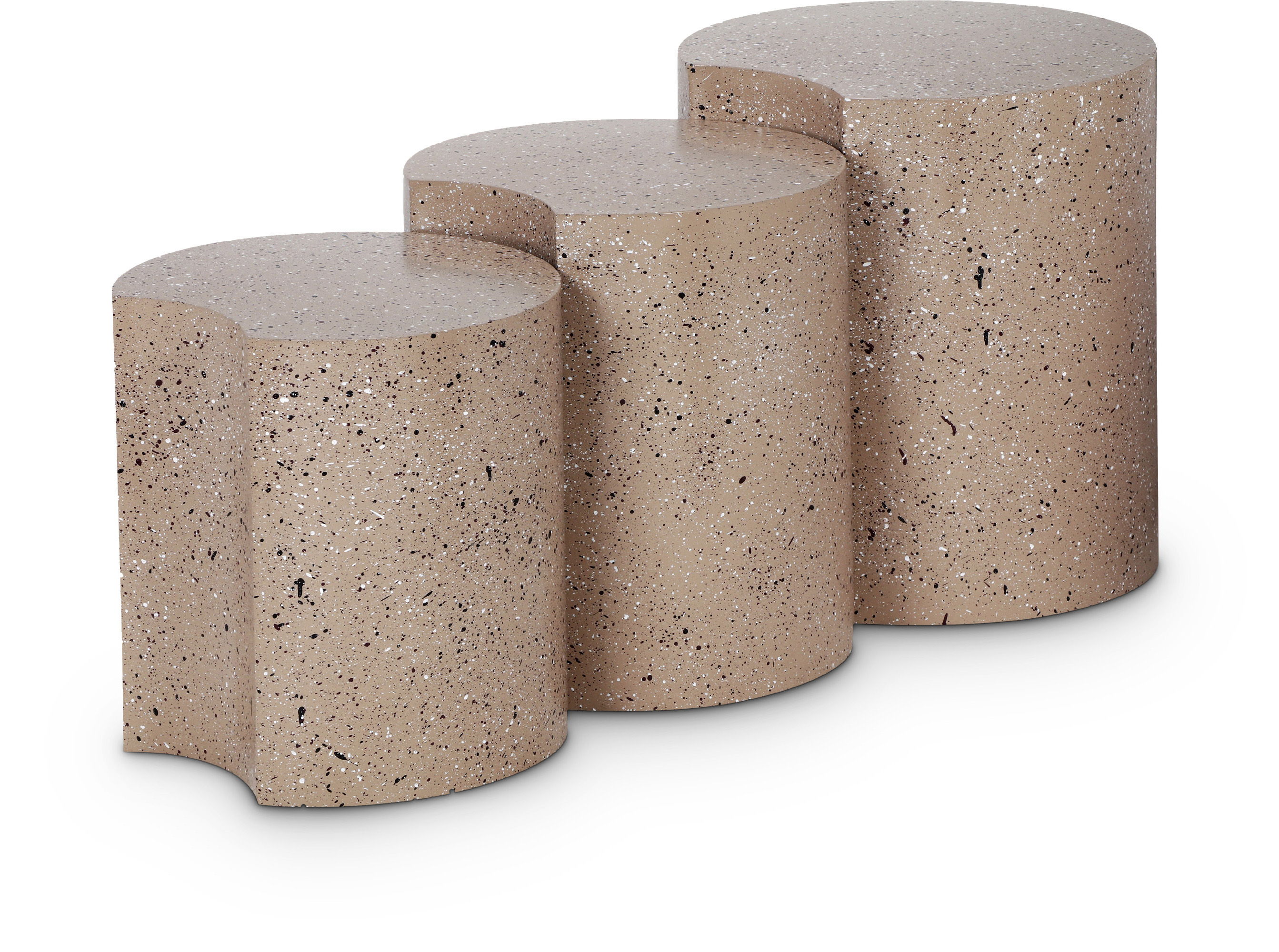 Dimple - 3 Piece Modular End Table - Taupe Terazzo