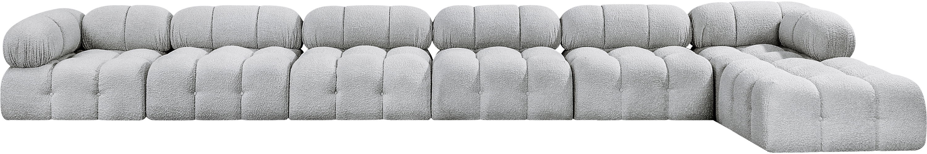 Ames - 7 Piece Boucle Fabric Modular L-Shaped Sectional - Gray