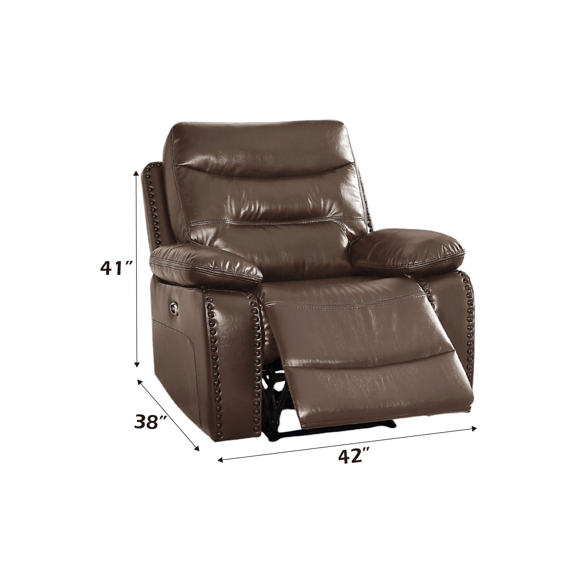 Aashi - Power Motion Recliner - Brown Leather-Gel Match, dark brown, view 4