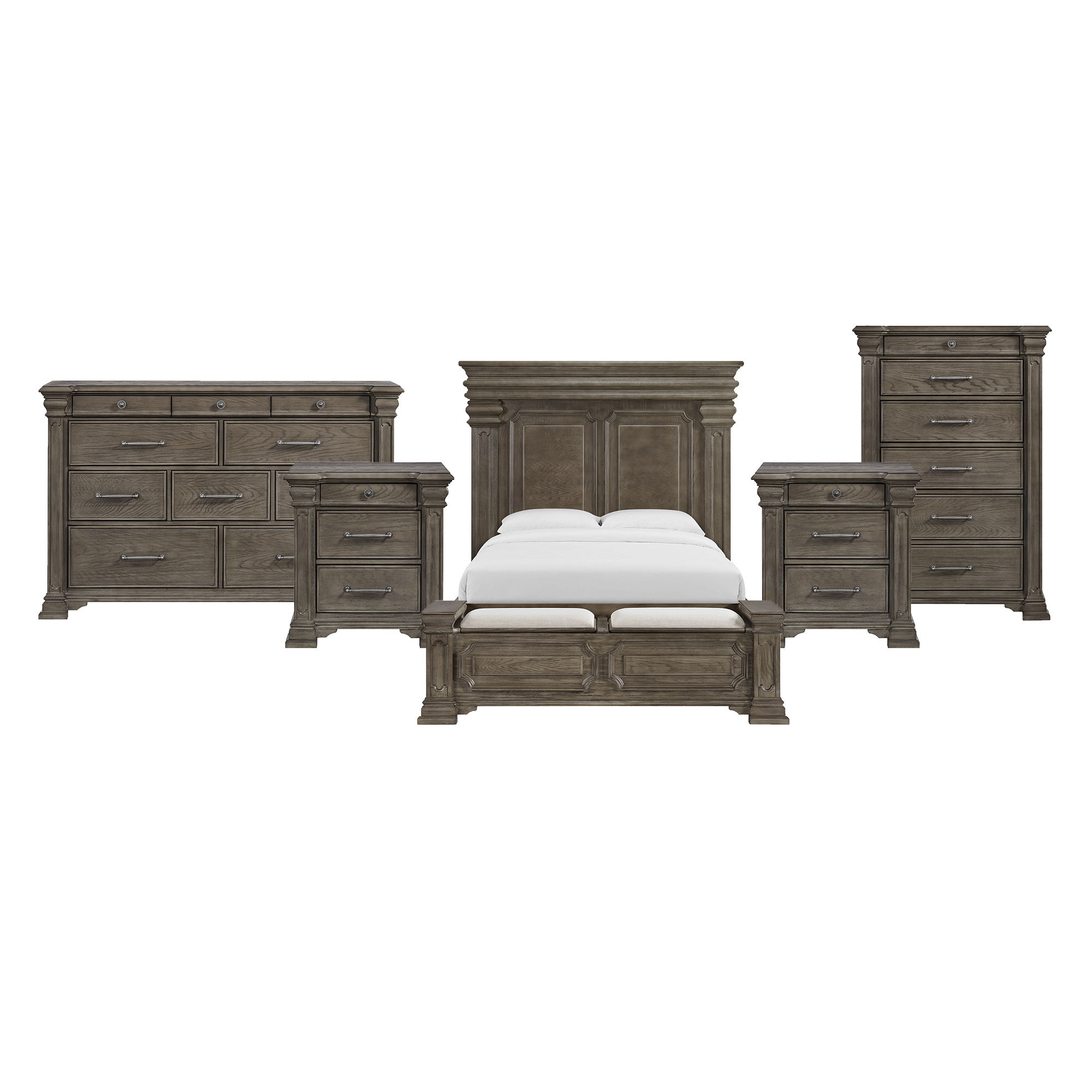 King · 5 Pc · Bedroom Set With 2 Nightstands, Dresser & Chest