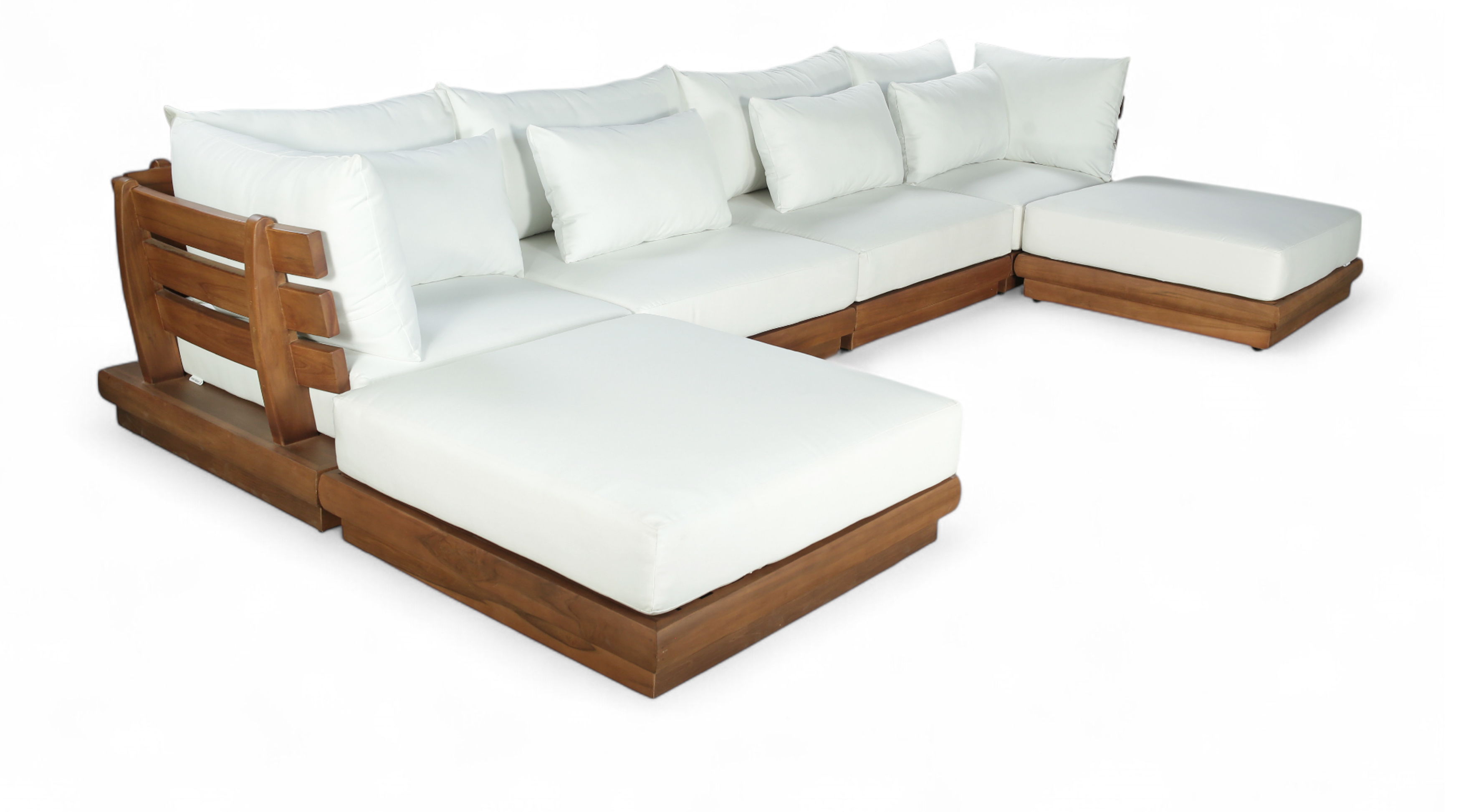 6 Pc · Water Resistant Fabric Upholstered Outdoor Patio Modular Sectional - Off