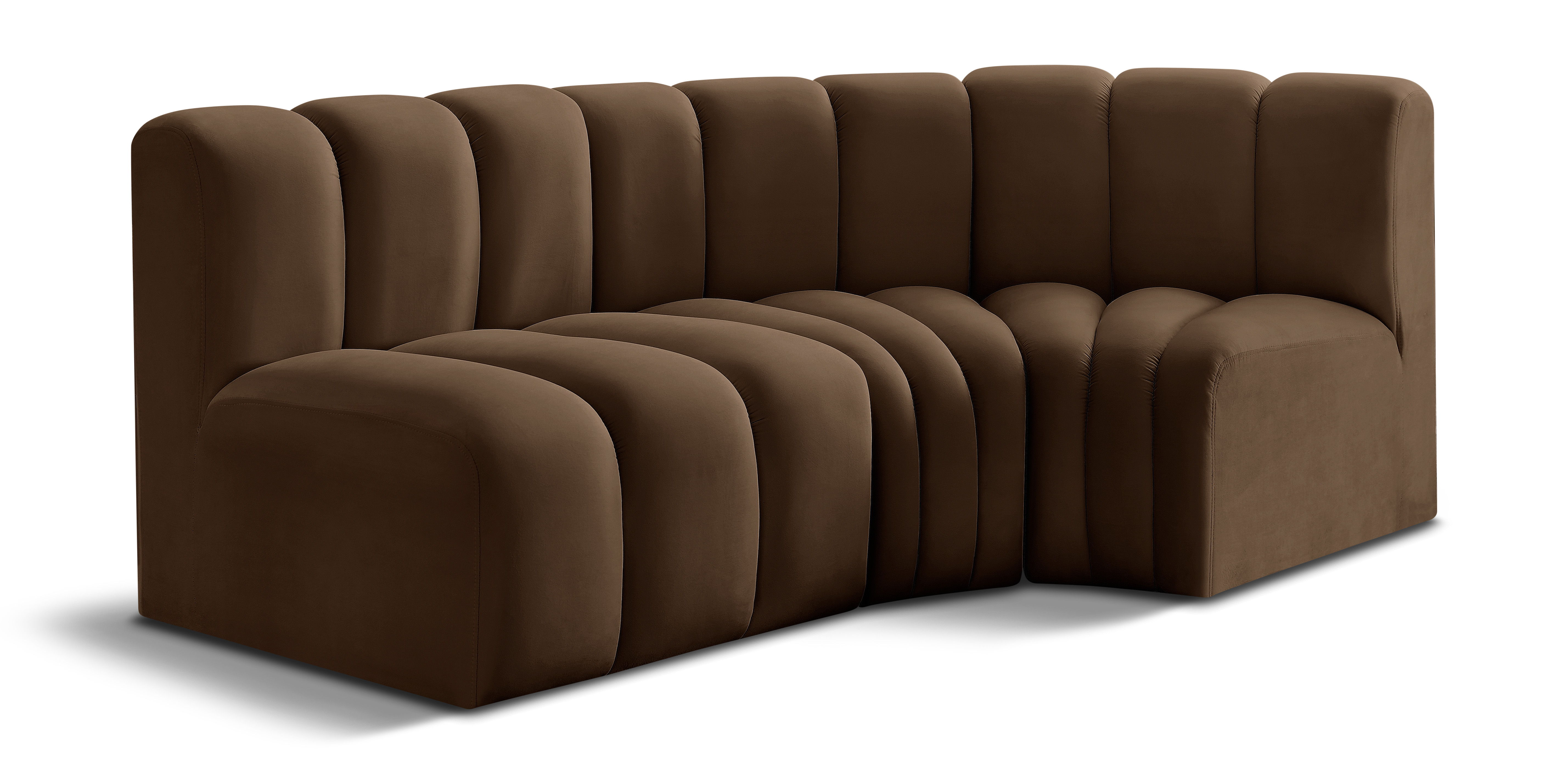 Arc - Velvet 3 Piece Sofa - Brown