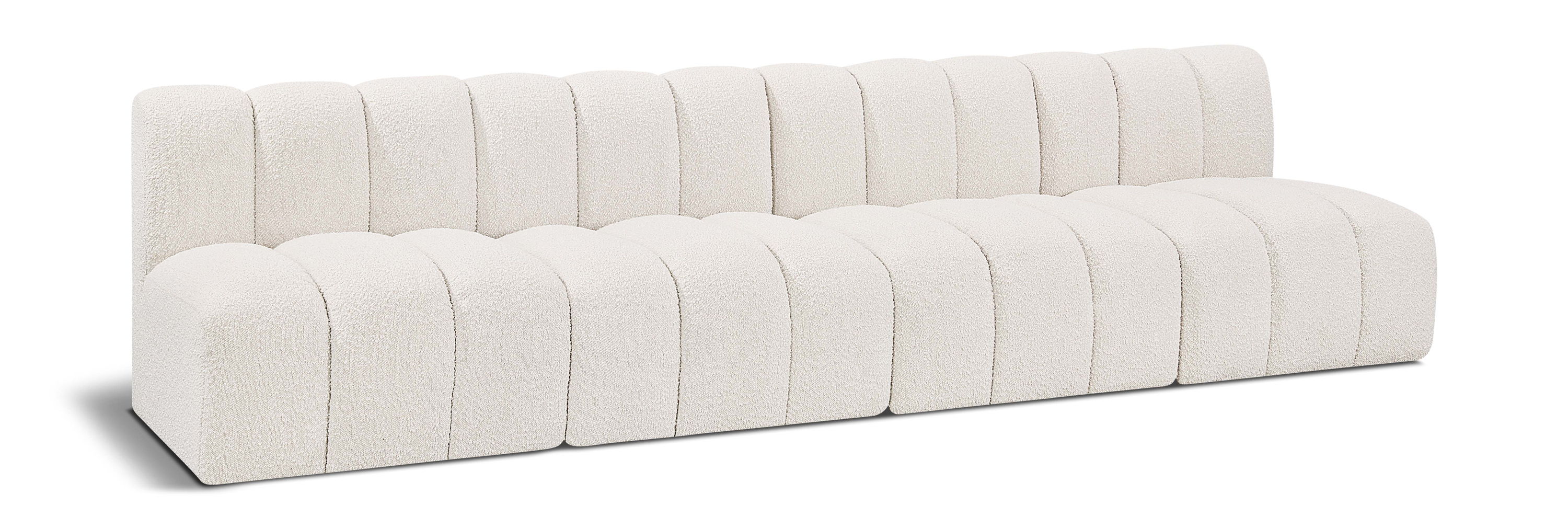 Arc - Boucle Fabric 4 Seats Modular Sofa - Cream