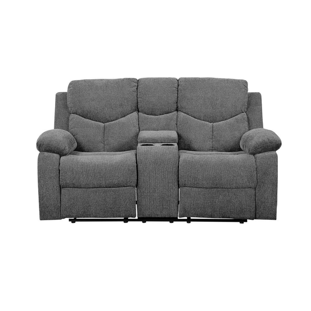 Kalen - Motion Loveseat With Console - Gray Chenille, dark gray, view 2