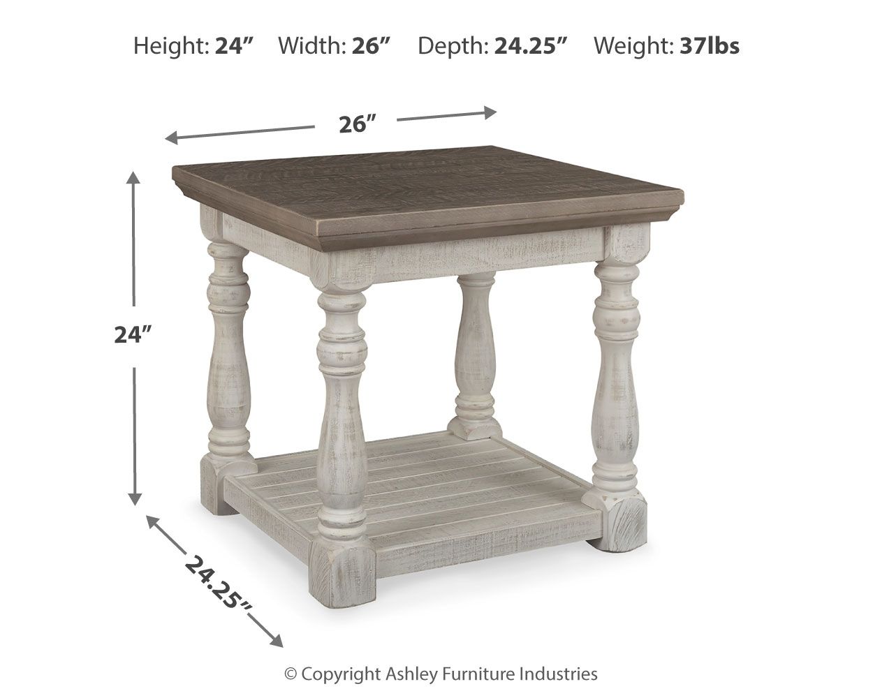 Ashley Furniture Havalance - Rectangular End Table - Gray / White - Image 4
