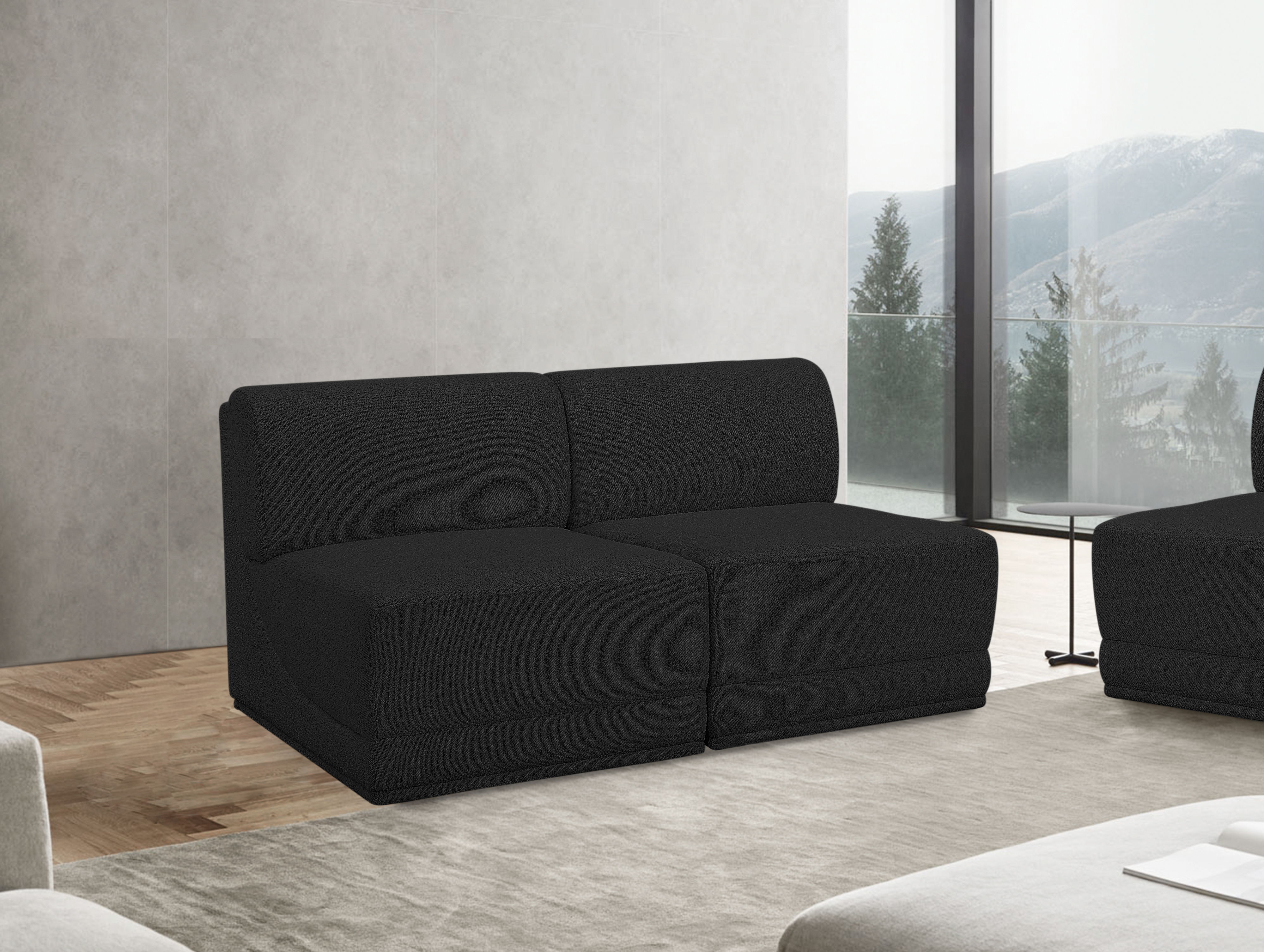 Ollie - 2 Piece Armless Modular Sofa - Black