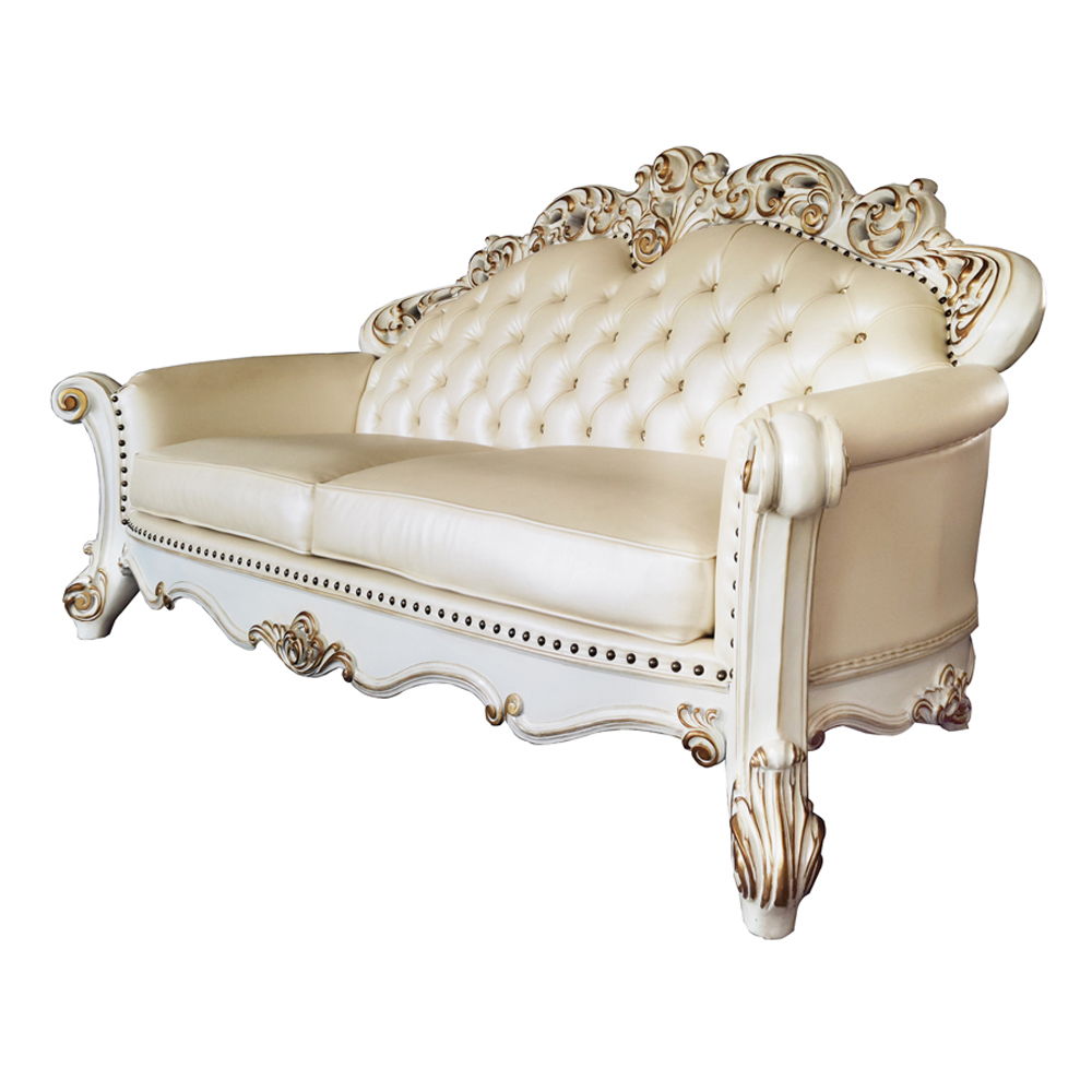 Vendome - Sofa With 5 Pillows - Champagne Synthetic Leather & Antique Pearl, beige, view 2