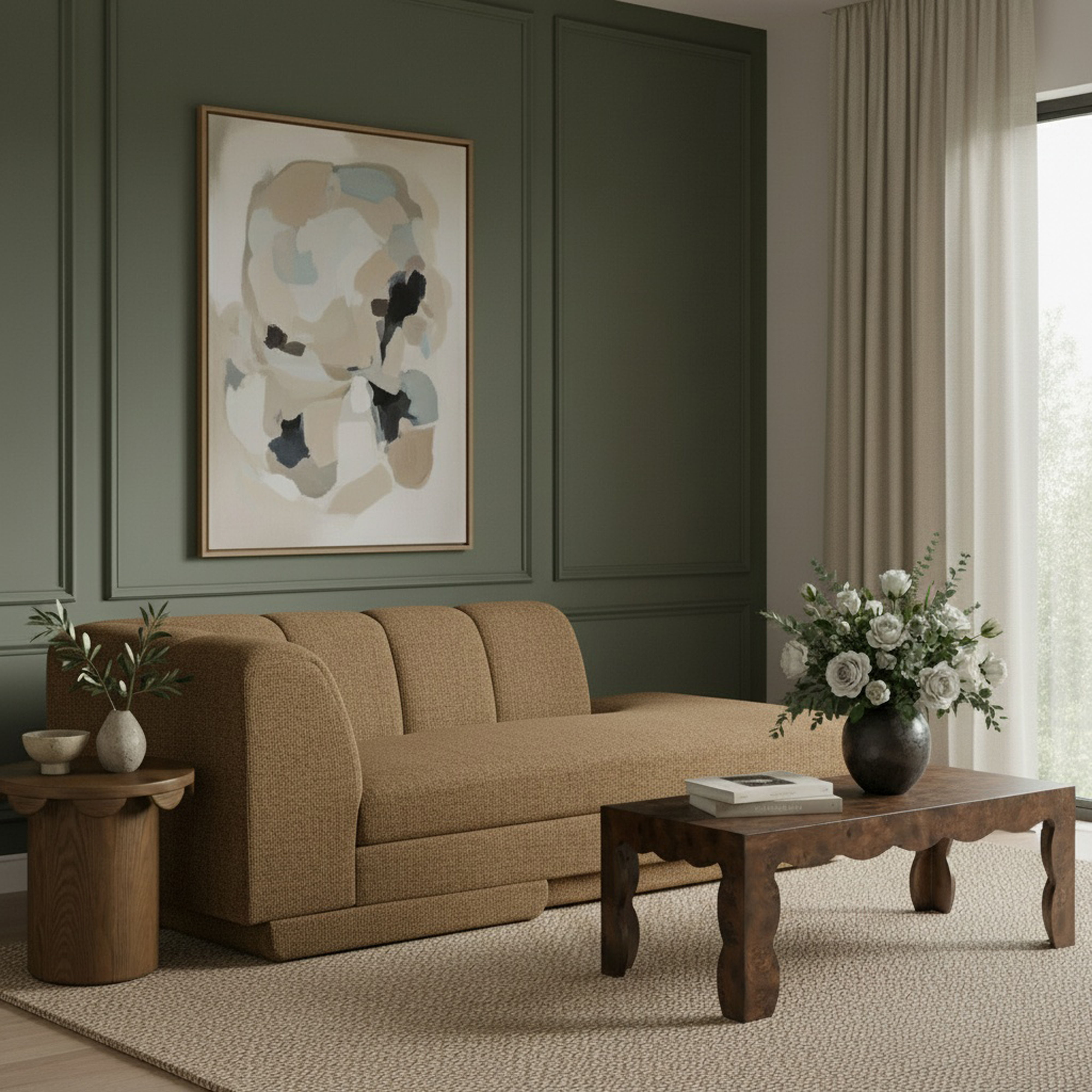 Modari - Fabric Upholstered Left Arm Chaise - Brown