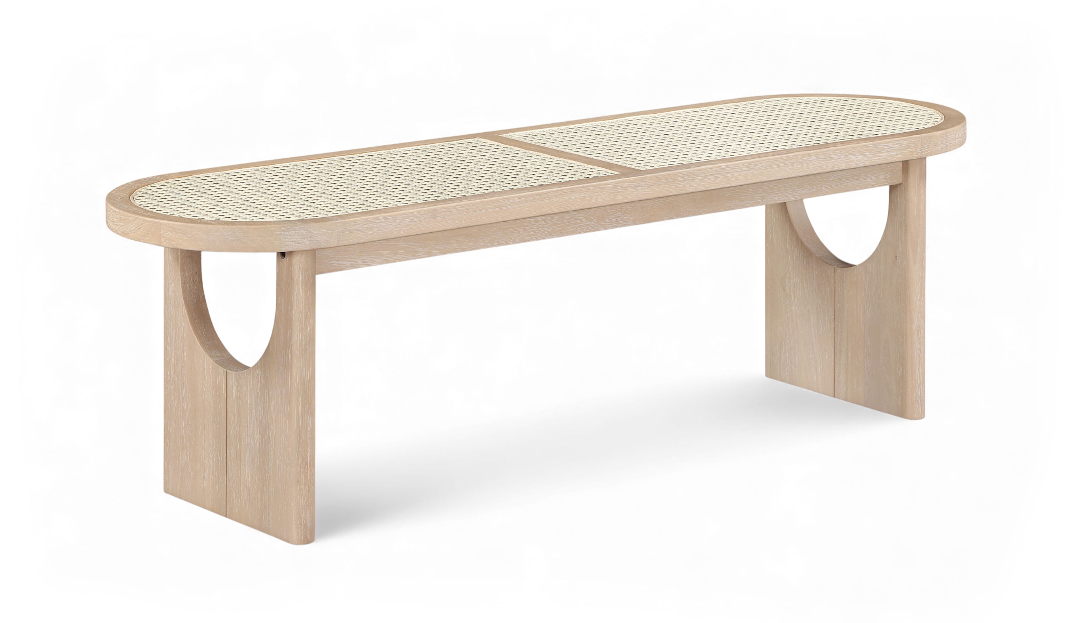 Canovia - Solid Wood And Faux Cane Bench - Natural