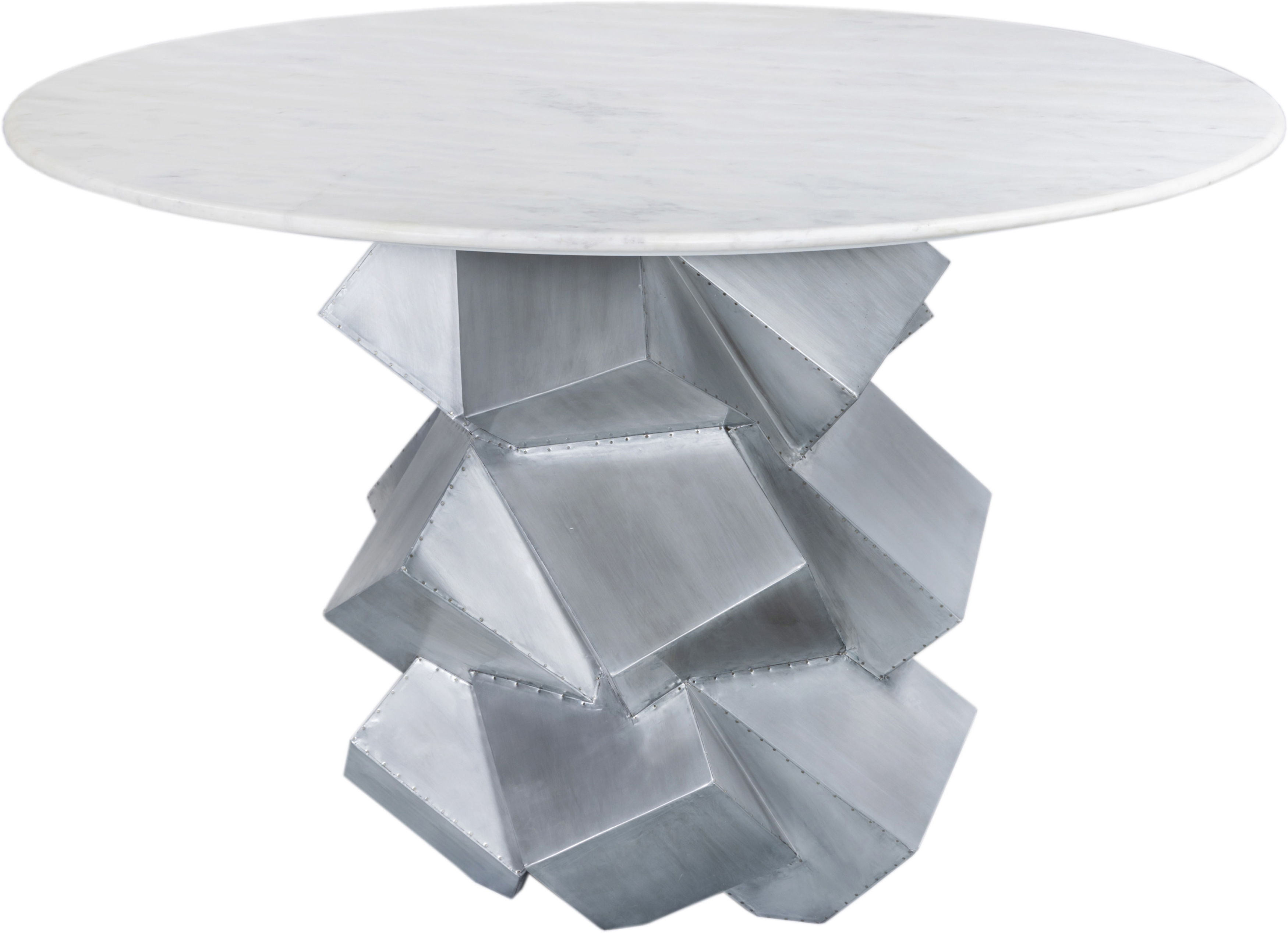 Walker - Dining Table - White / Silver