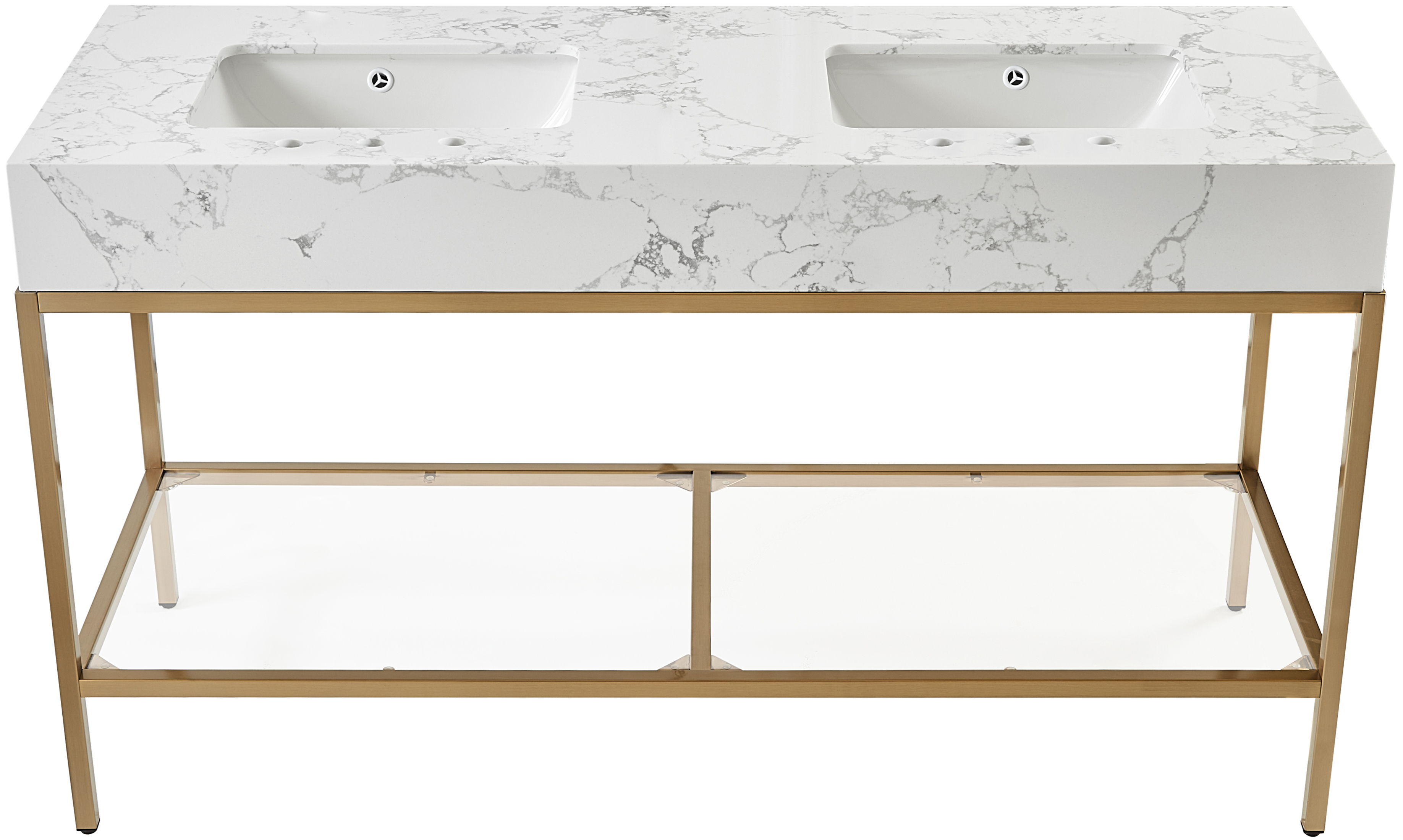 Marmo - 60" Engineered Marble Bathroom Vanity With Gold Base - White