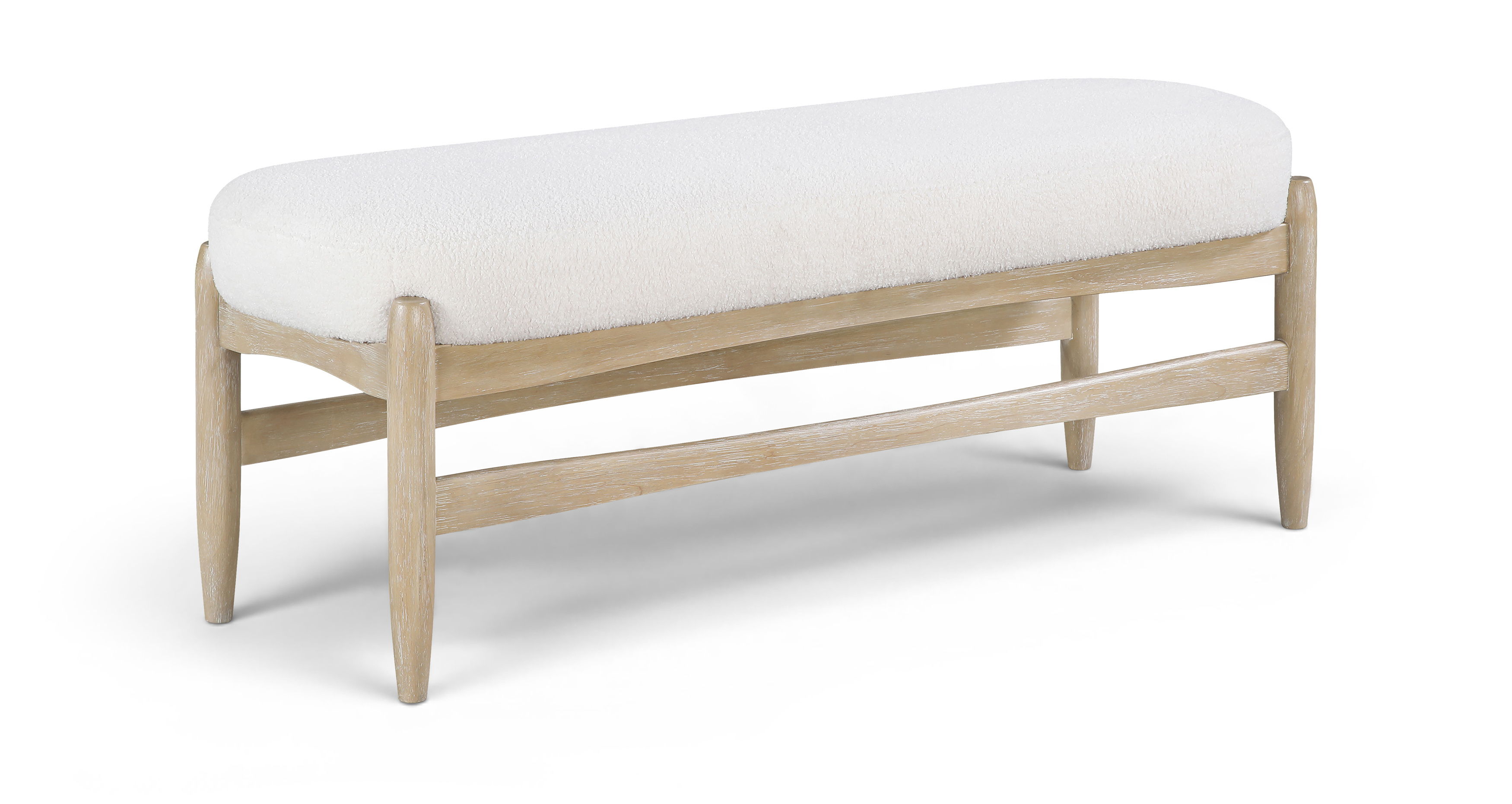 Briar - Faux Sheepskin Upholstered Bench - Cream / Natural