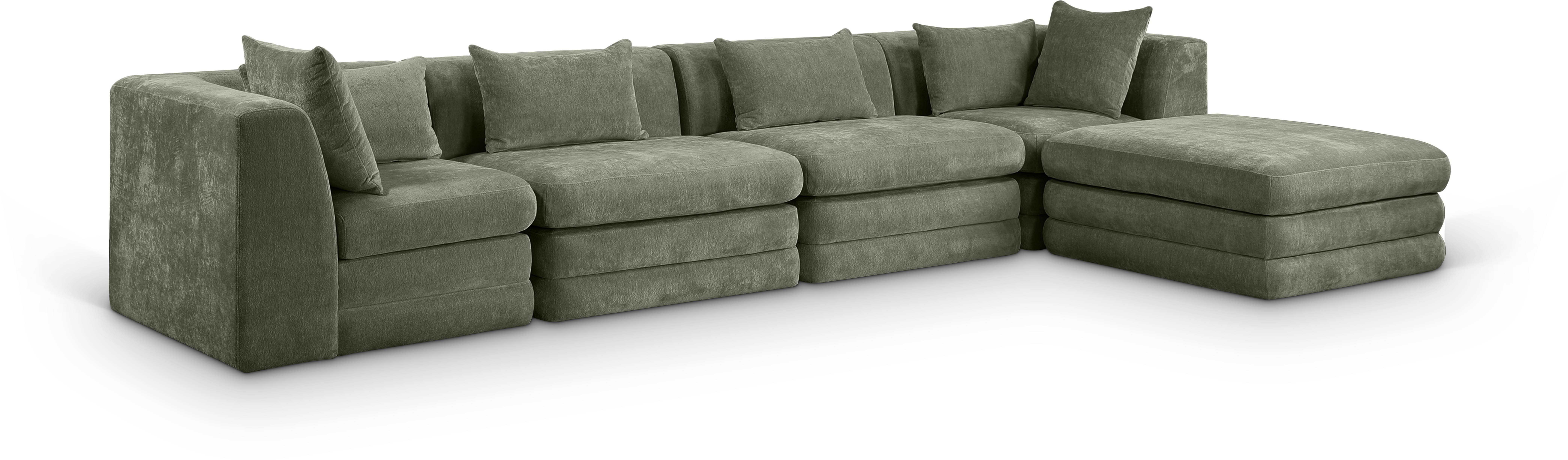 5 Pc · Chenille Fabric 152" Upholstered Modular Sectional