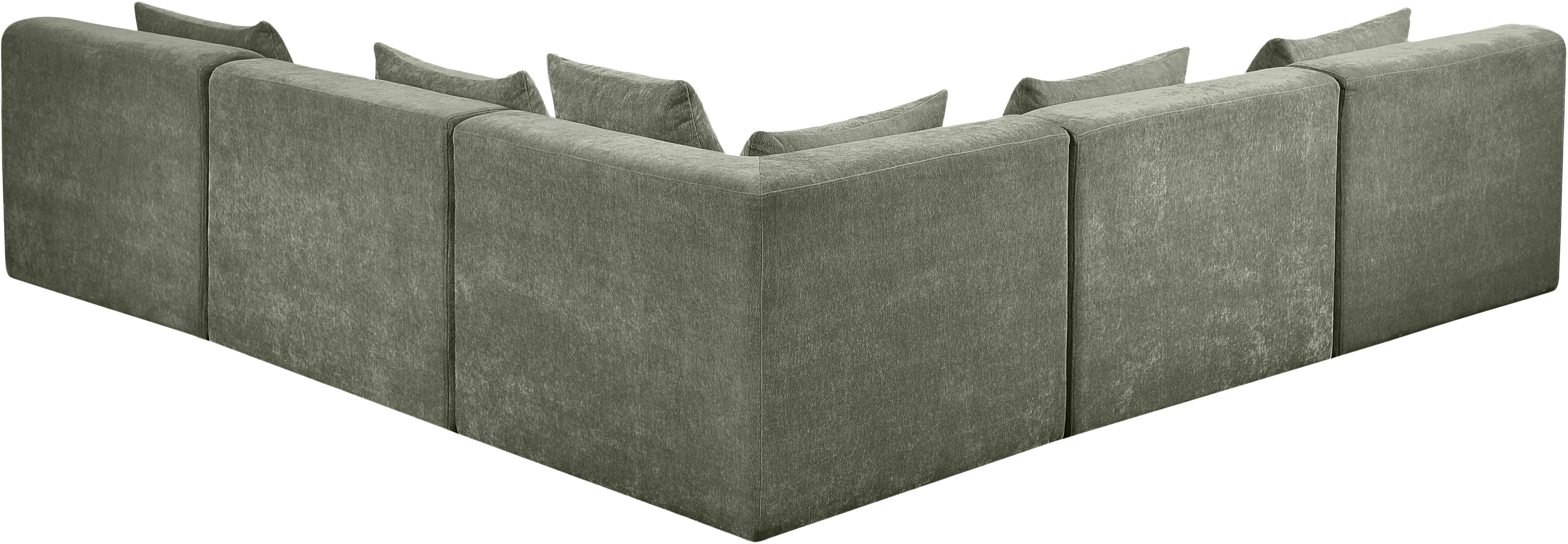 Stellar - 5 Piece Chenille Fabric 114" Upholstered Modular Sectional - Green