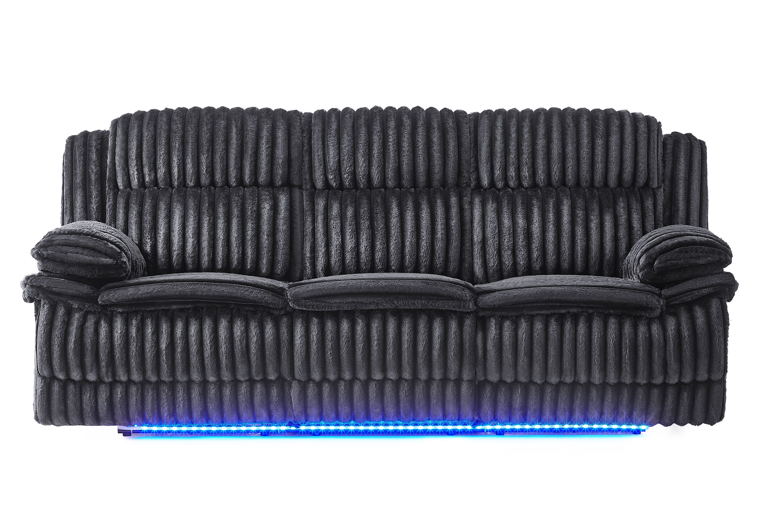 U8686 - Power Reclining Sofa With LED / Hidden Drawer And Drop Down Table - Black