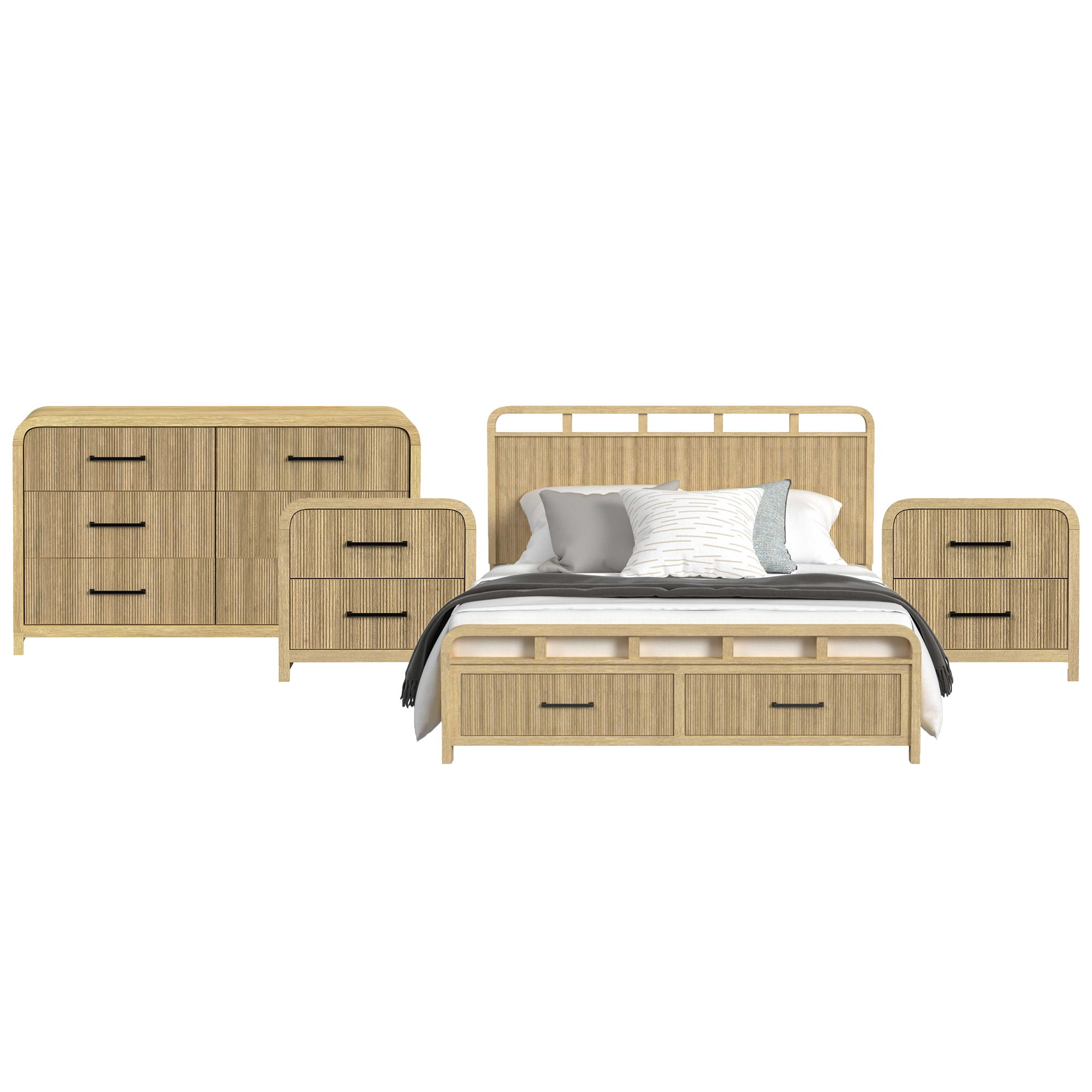 King · 4 Pc · Bedroom Set With 2 Nightstands & Dresser