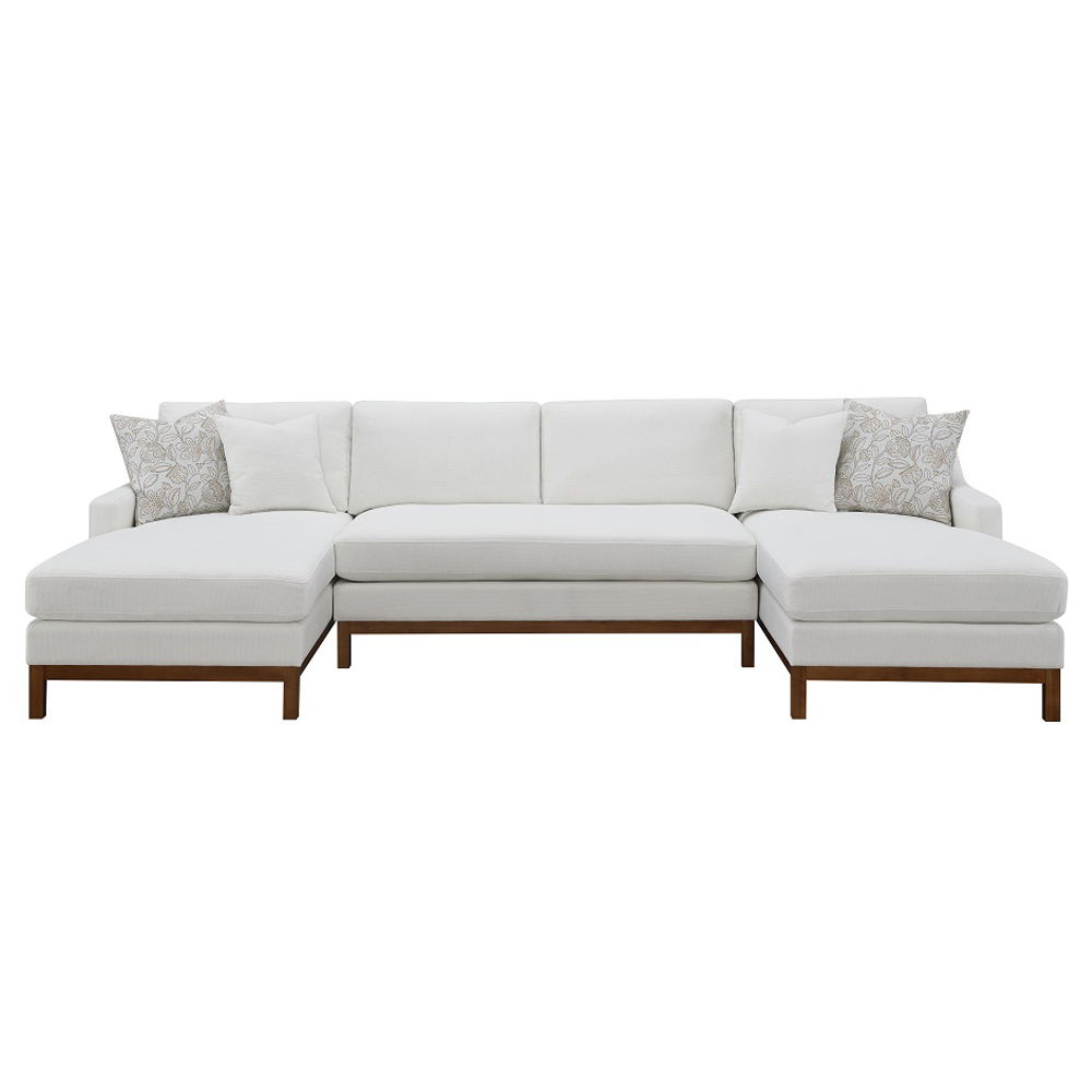 Valiant - Sectional Sofa With 4 Pillows - Ivory Chenille, white, view 6