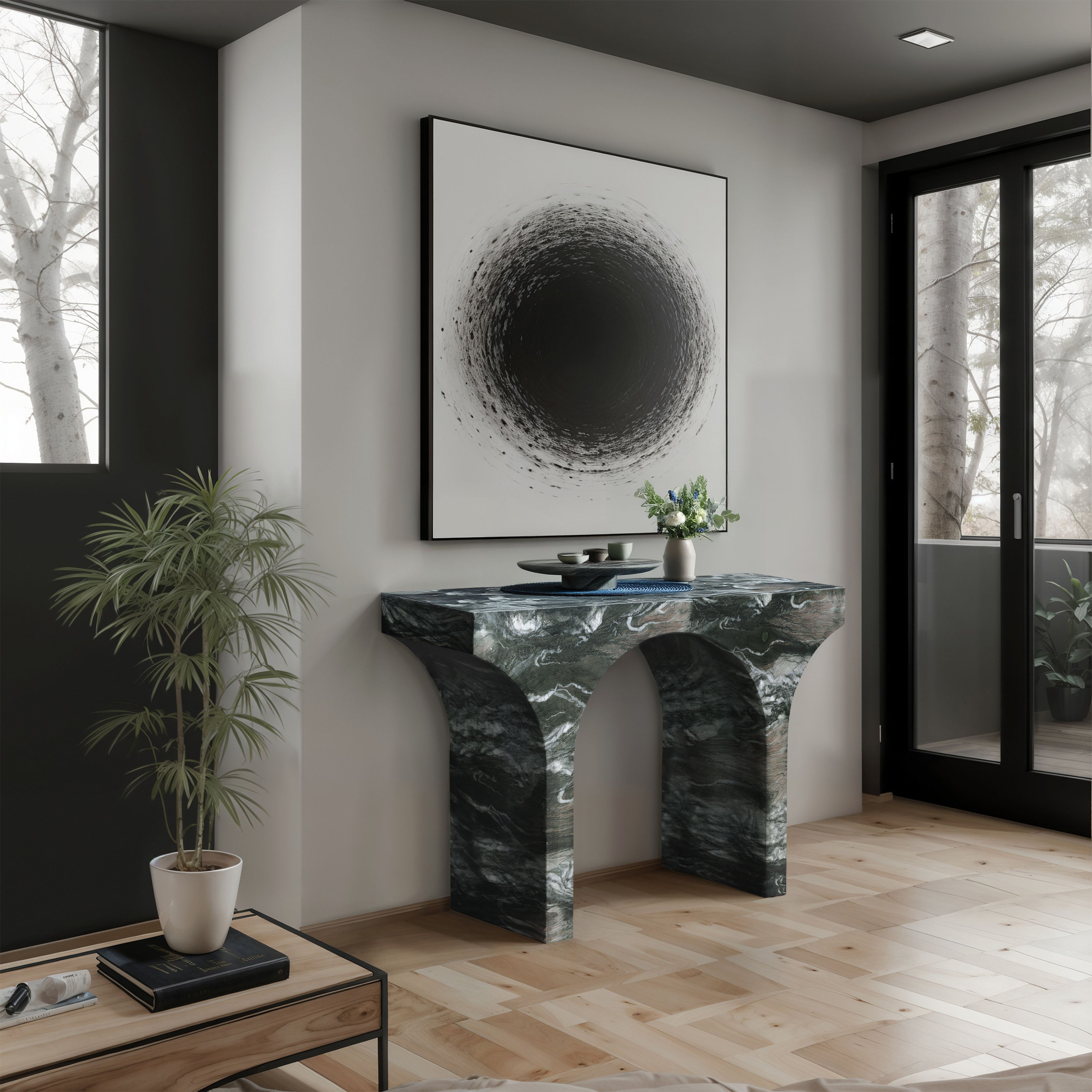 Pomezia - Marble Finish Console Table - Green